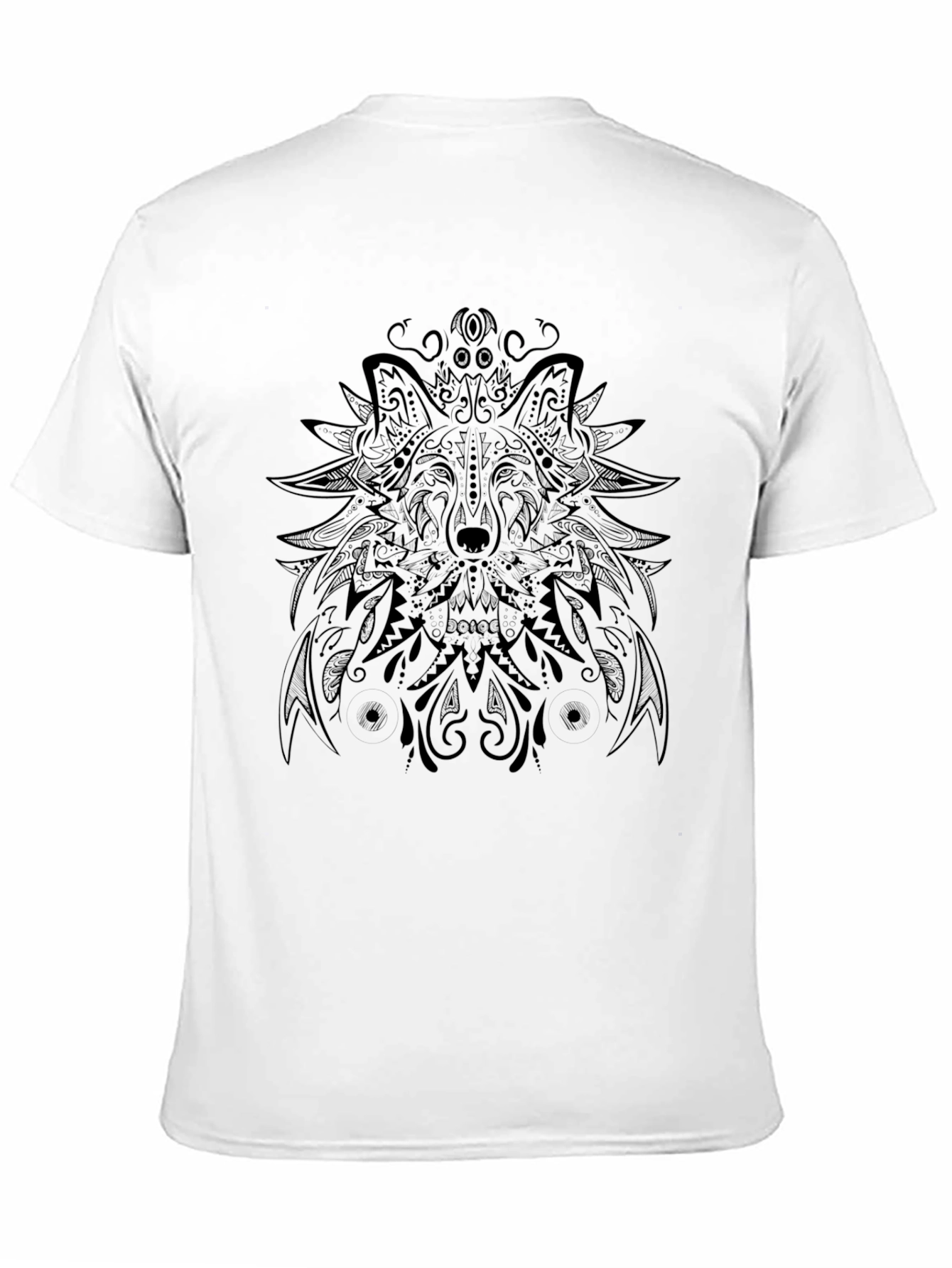 Wolf Mandala Graphic Tee - Black Cotton Blend T-Shirt