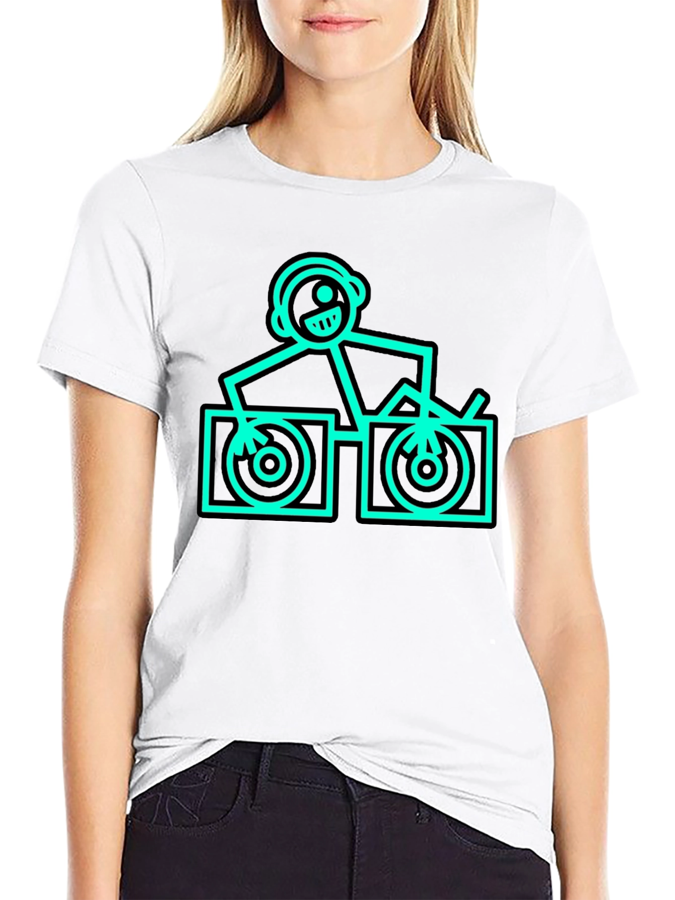 DJ Stick Figure Graphic T-Shirt