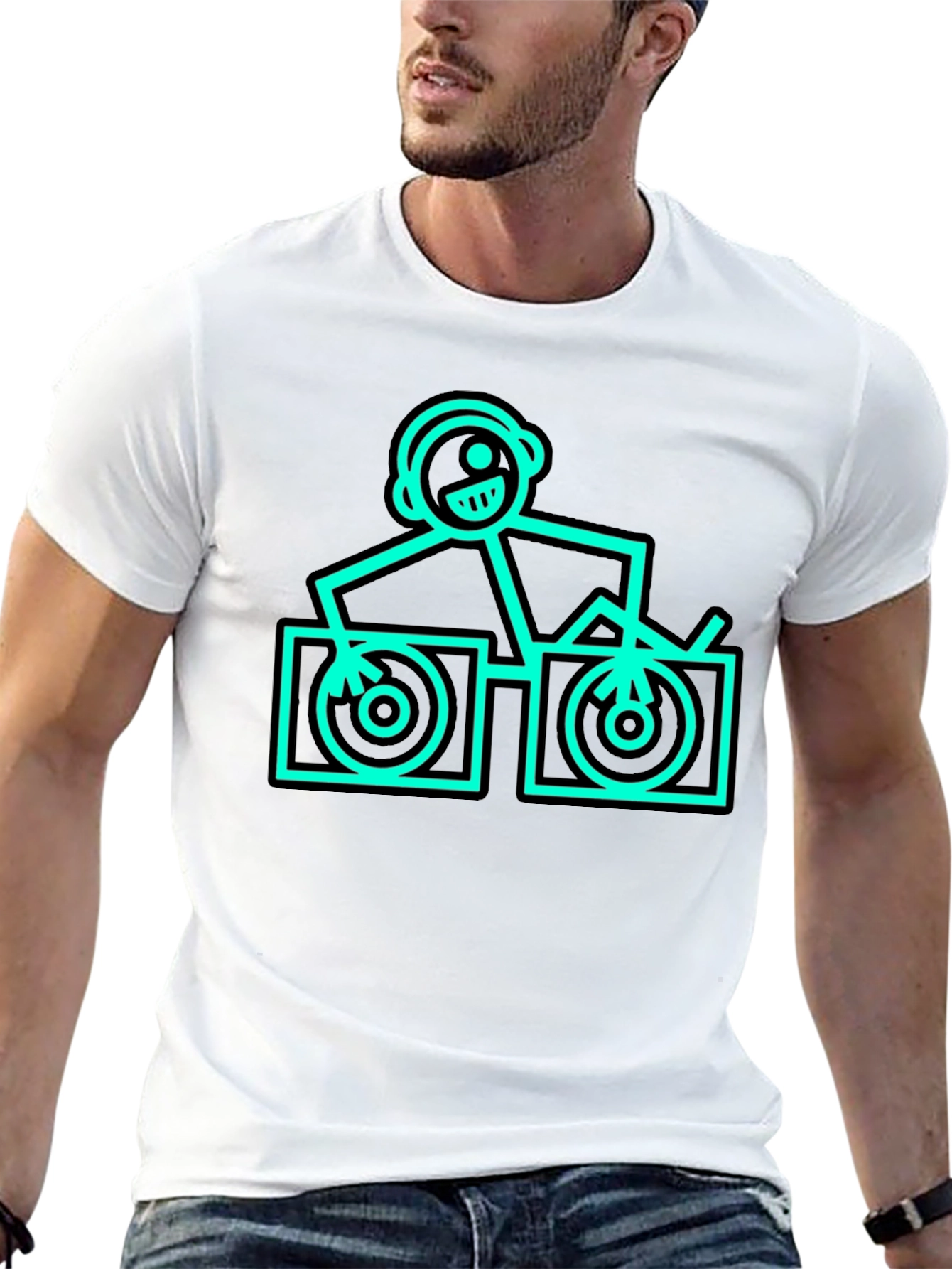 DJ Stick Figure Graphic T-Shirt