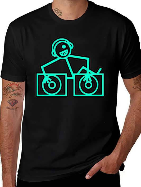 DJ Stick Figure Graphic T-Shirt