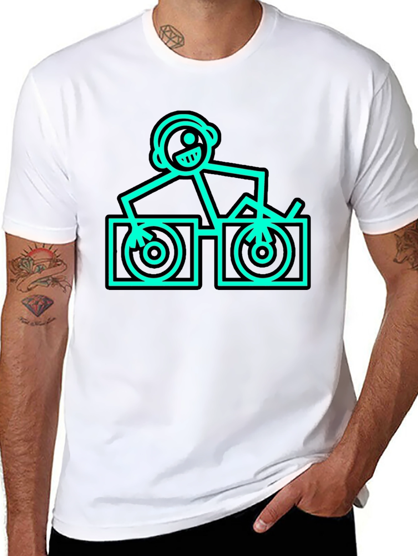 DJ Stick Figure Graphic T-Shirt