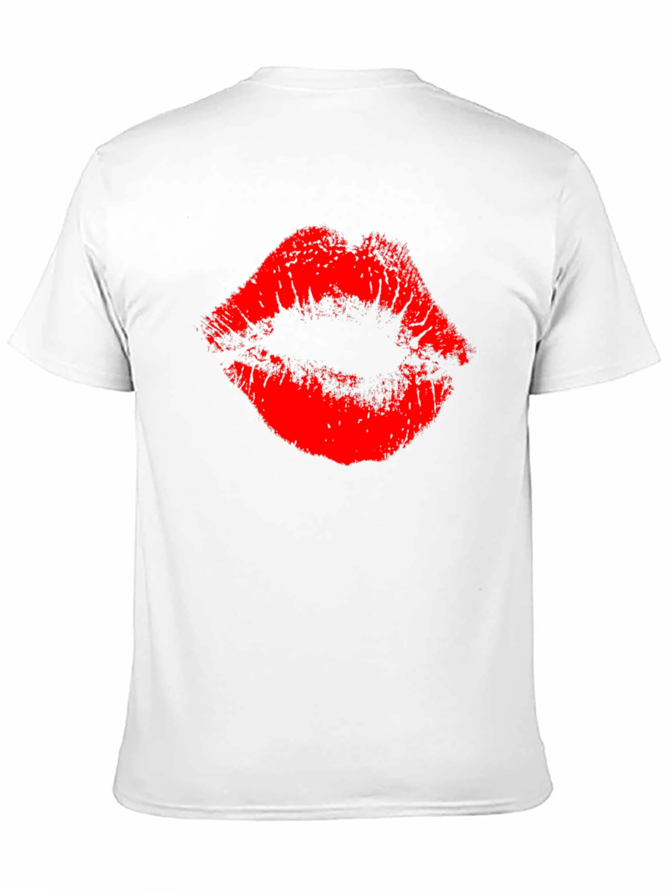 Red Lips Print Black T-Shirt