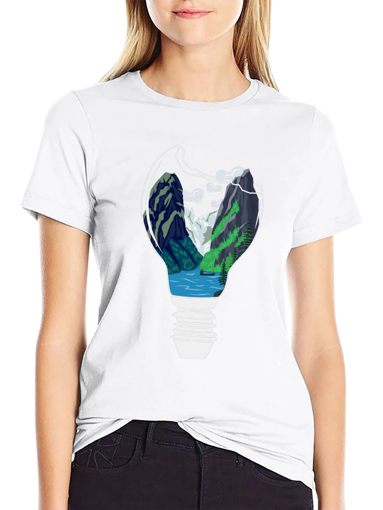 Nature Lightbulb Graphic Tee - Black