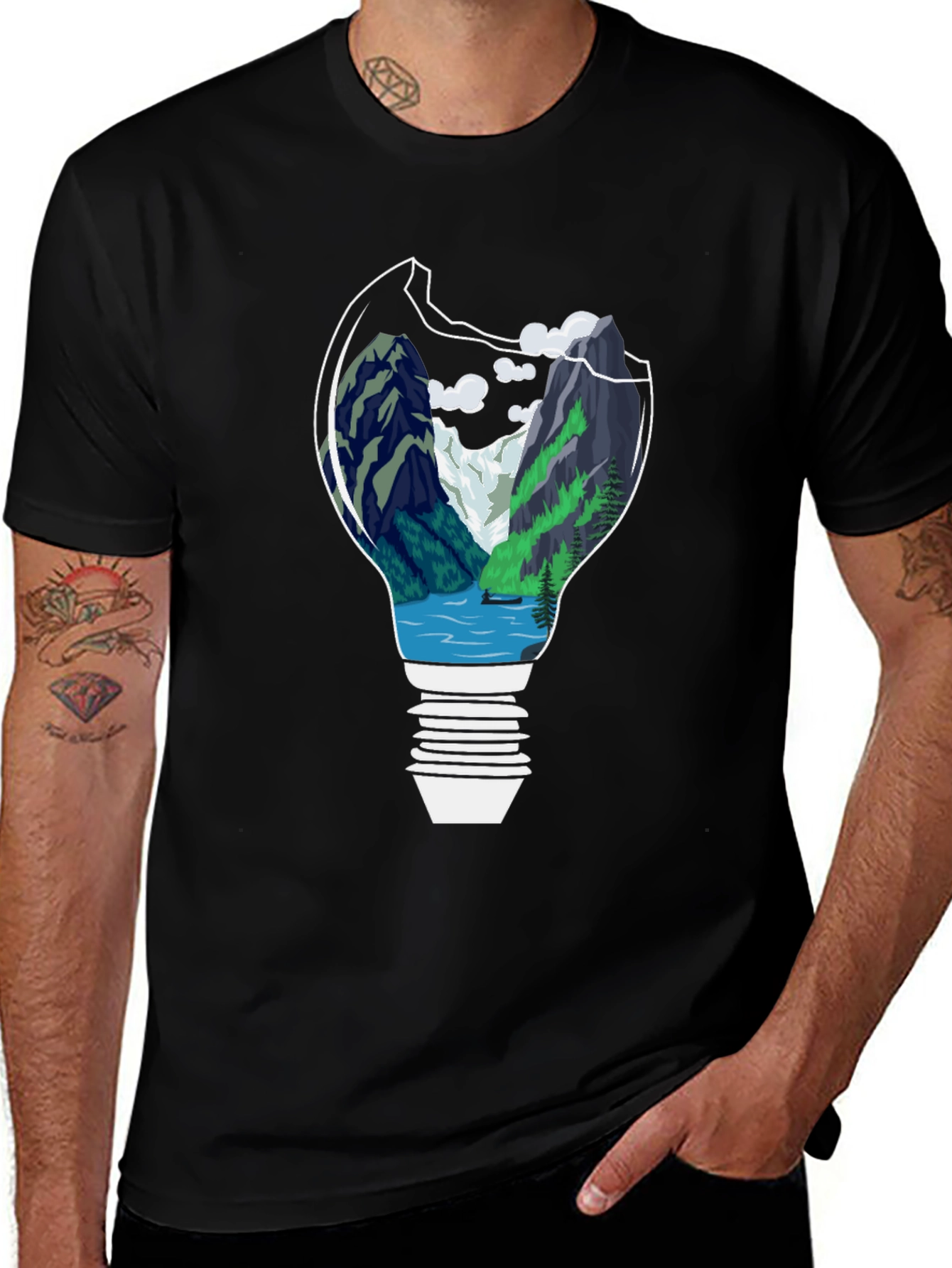 Nature Lightbulb Graphic Tee - Black