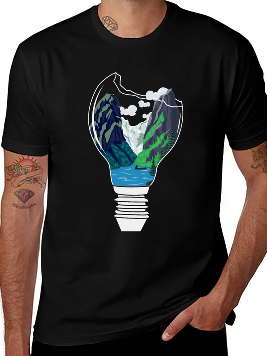 Nature Lightbulb Graphic Tee - Black