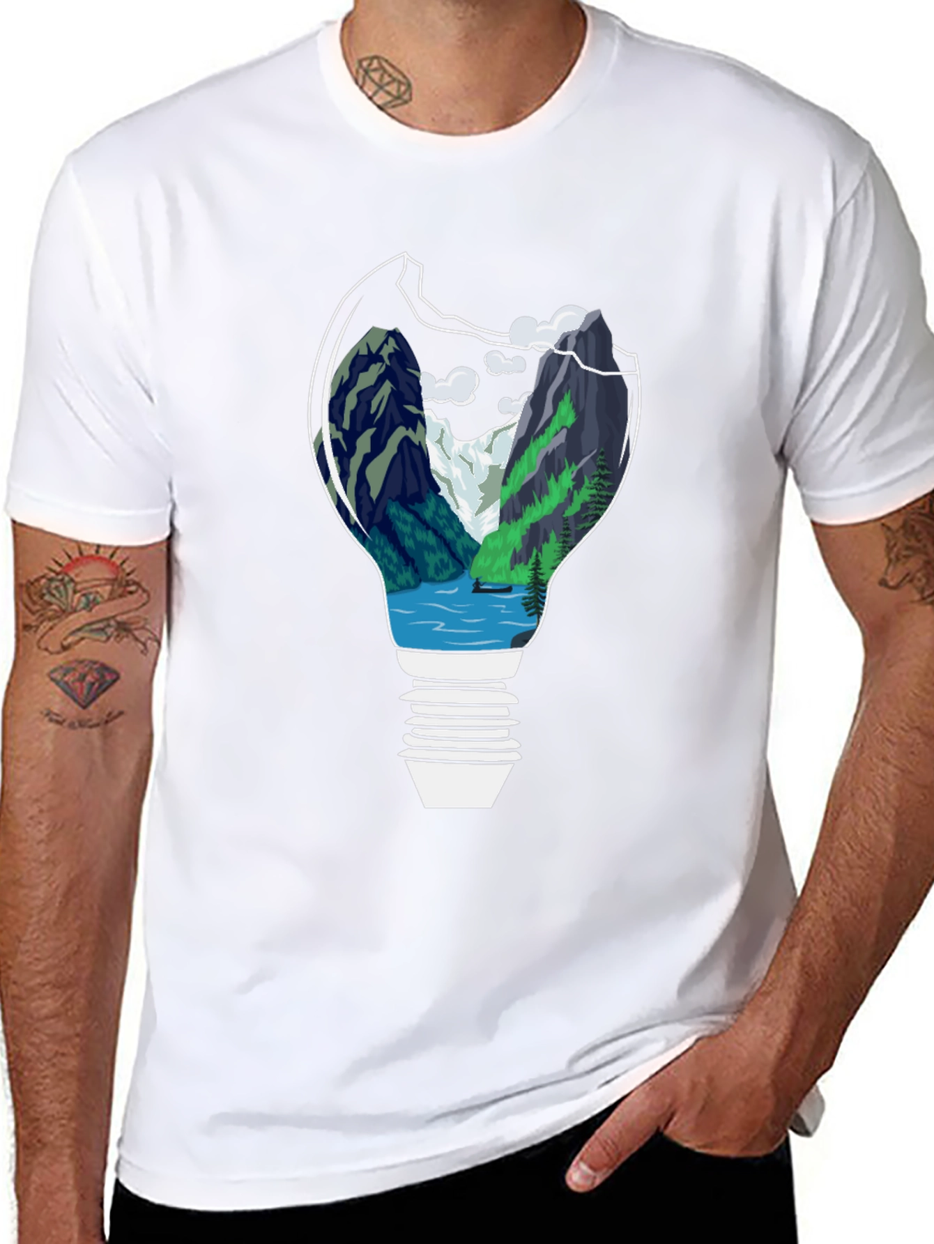 Nature Lightbulb Graphic Tee - Black
