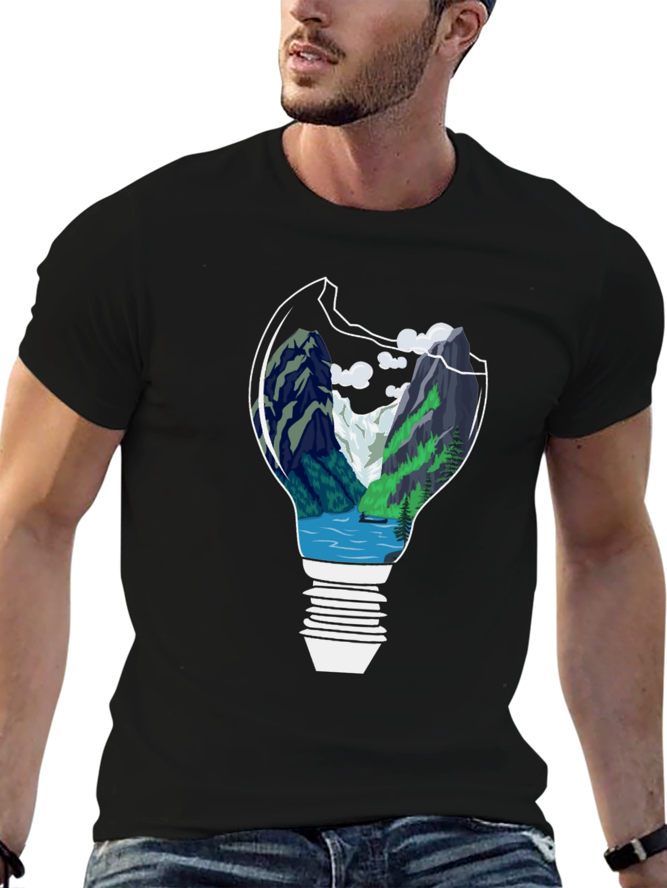 Nature Lightbulb Graphic Tee - Black