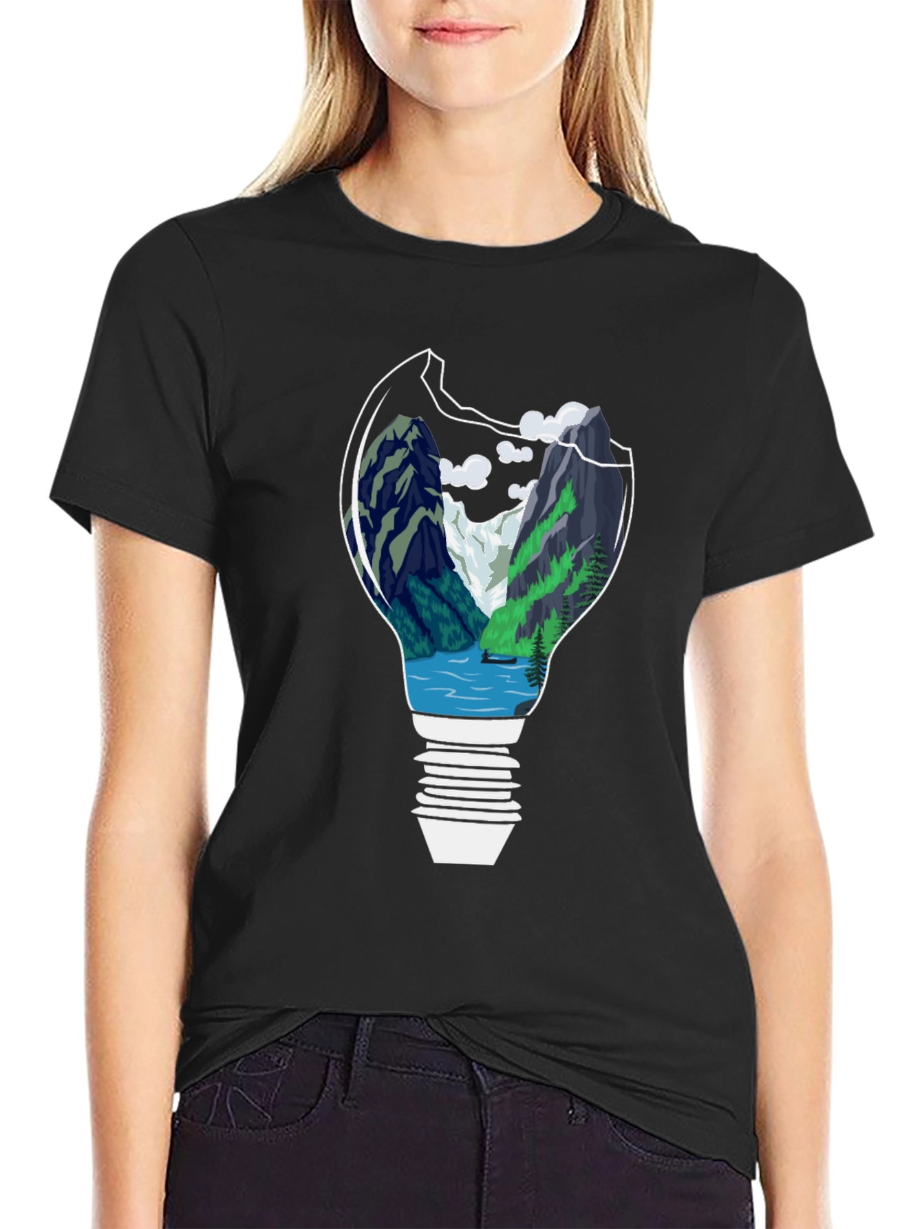 Nature Lightbulb Graphic Tee - Black