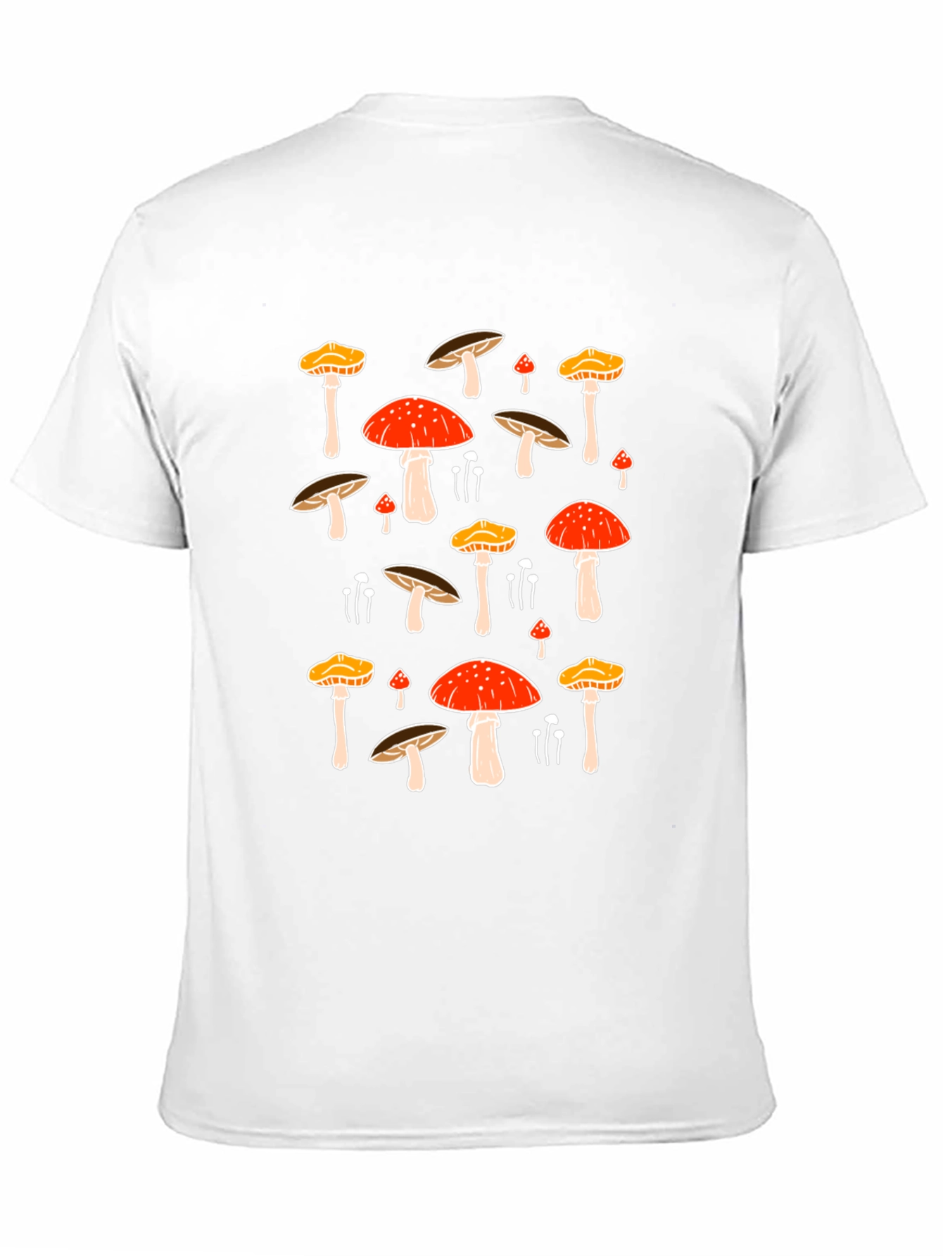 Mushroom Print Black Tee - Funky Nature T-Shirt