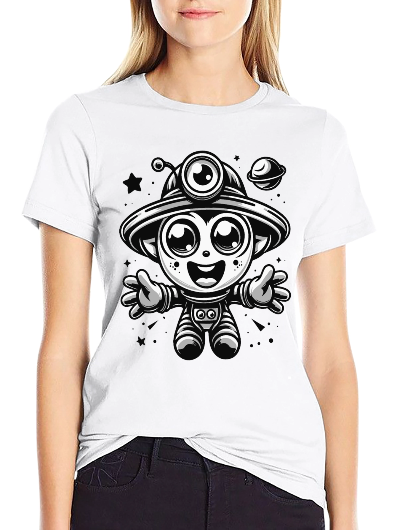 Astronaut Cartoon Graphic T-Shirt