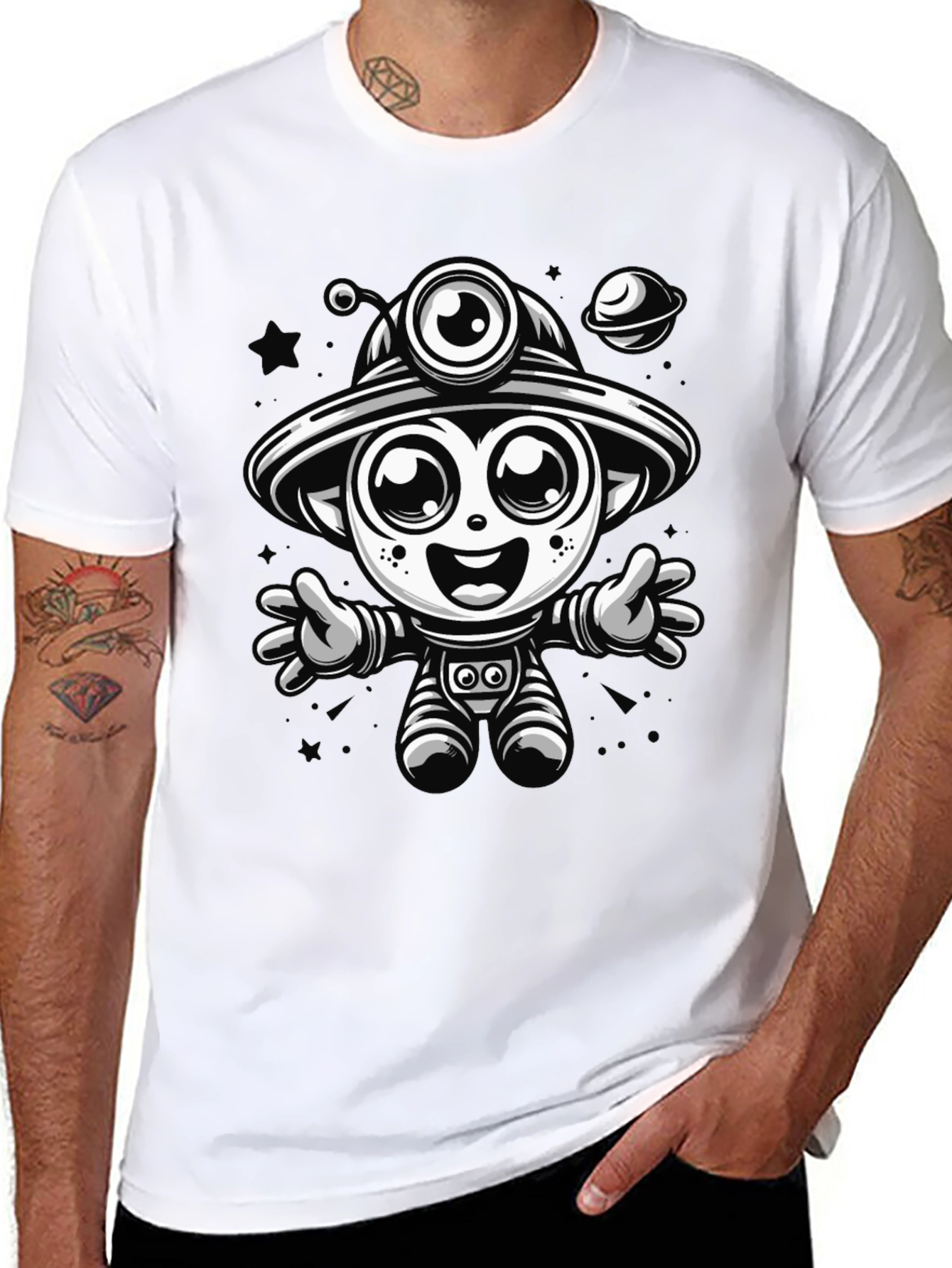 Astronaut Cartoon Graphic T-Shirt
