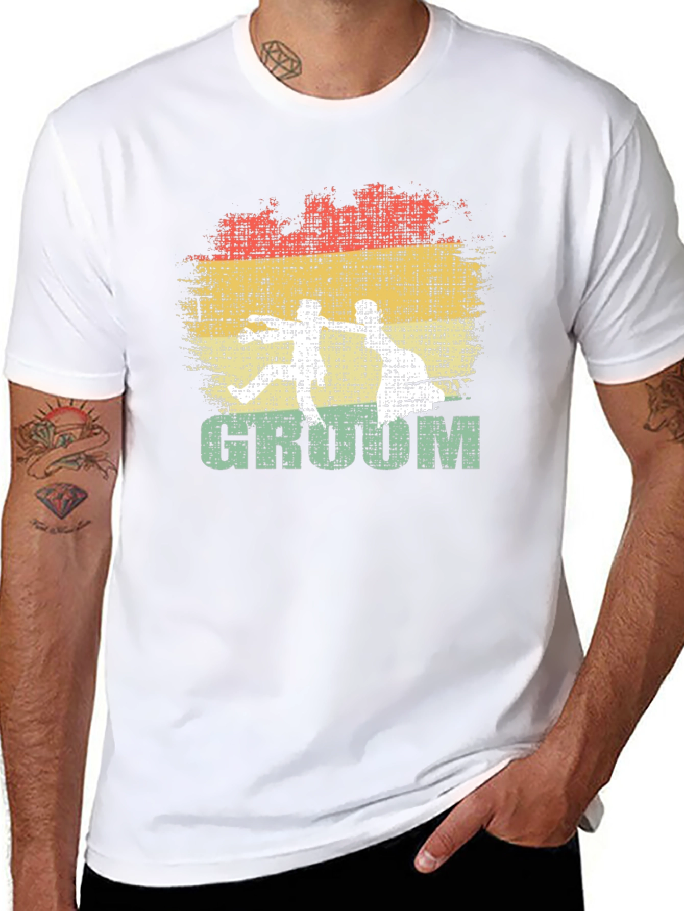 Groom Retro Graphic Print Mens T-Shirt