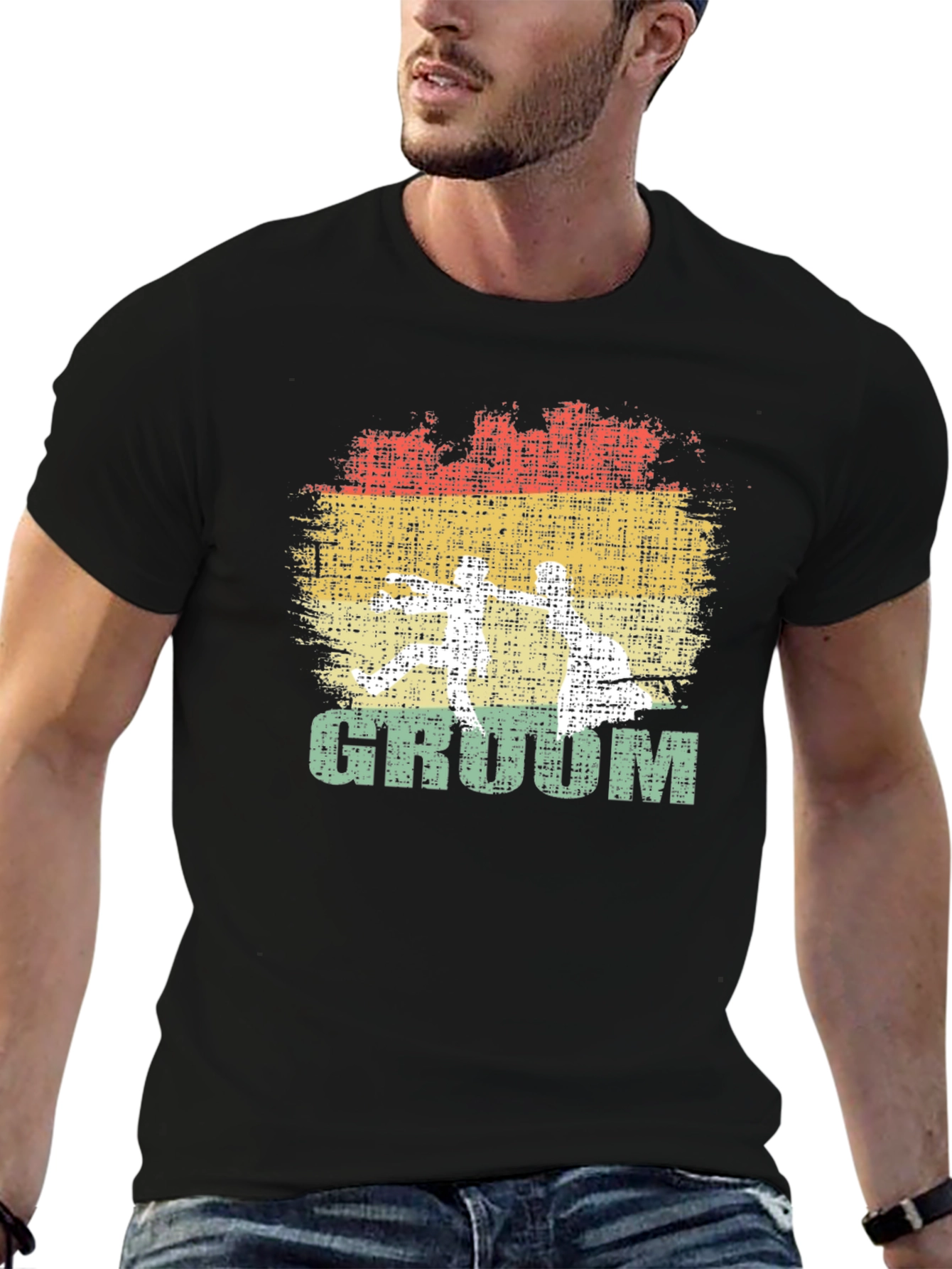 Groom Retro Graphic Print Mens T-Shirt