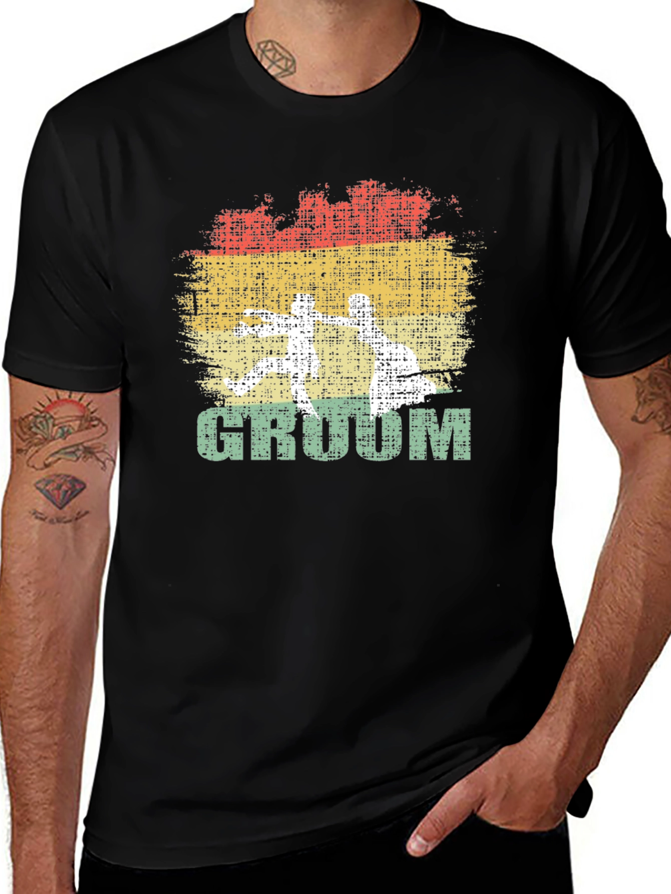 Groom Retro Graphic Print Mens T-Shirt