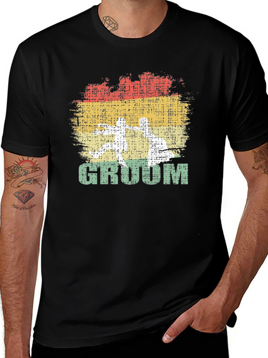 Groom Retro Graphic Print Mens T-Shirt