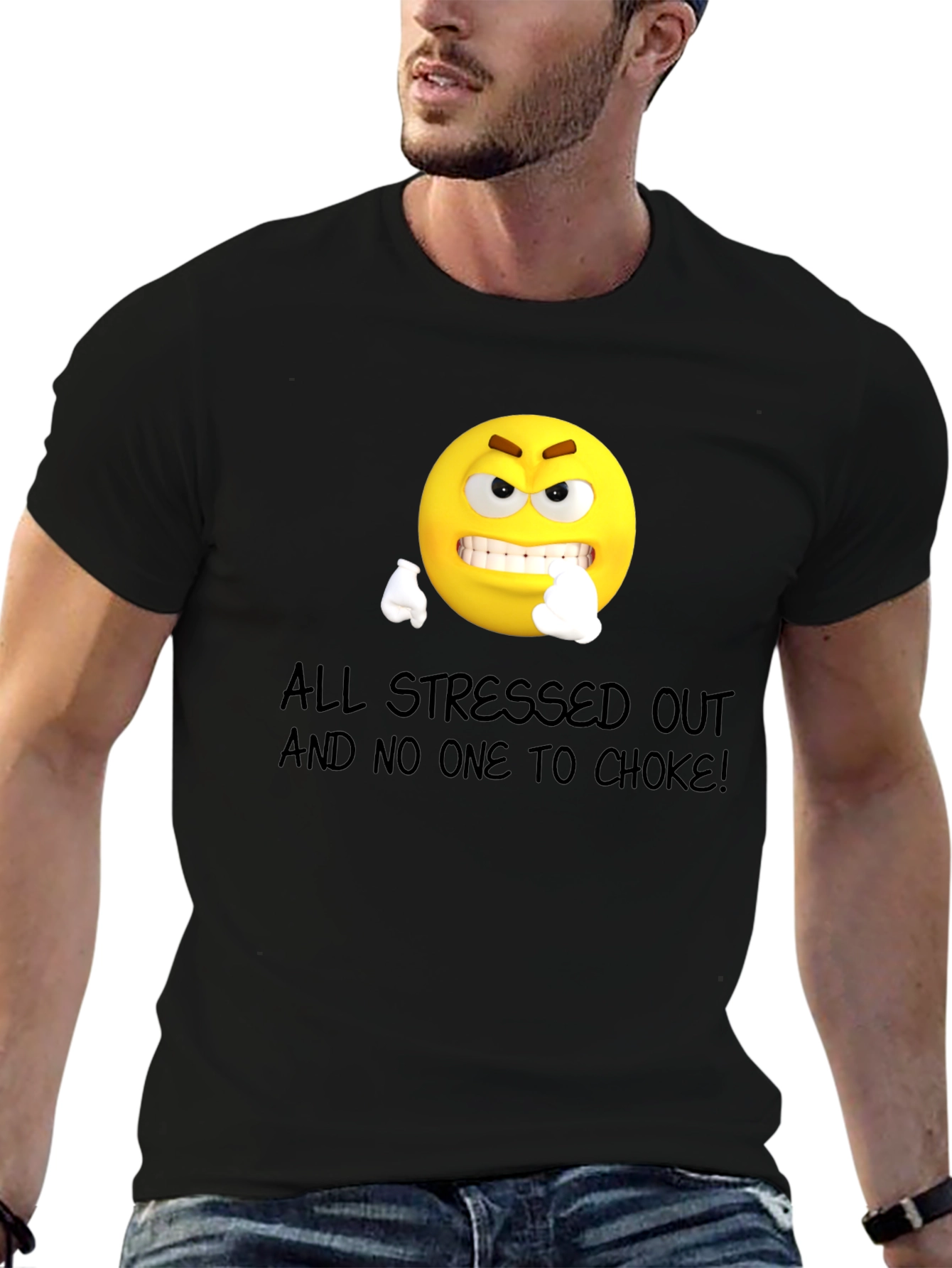 Stressed Out Emoji Graphic T-Shirt