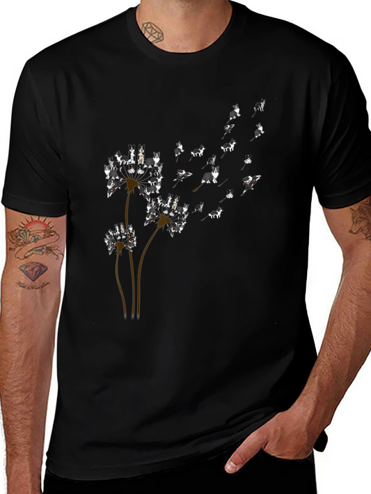 Dog Dandelion T-Shirt - Black