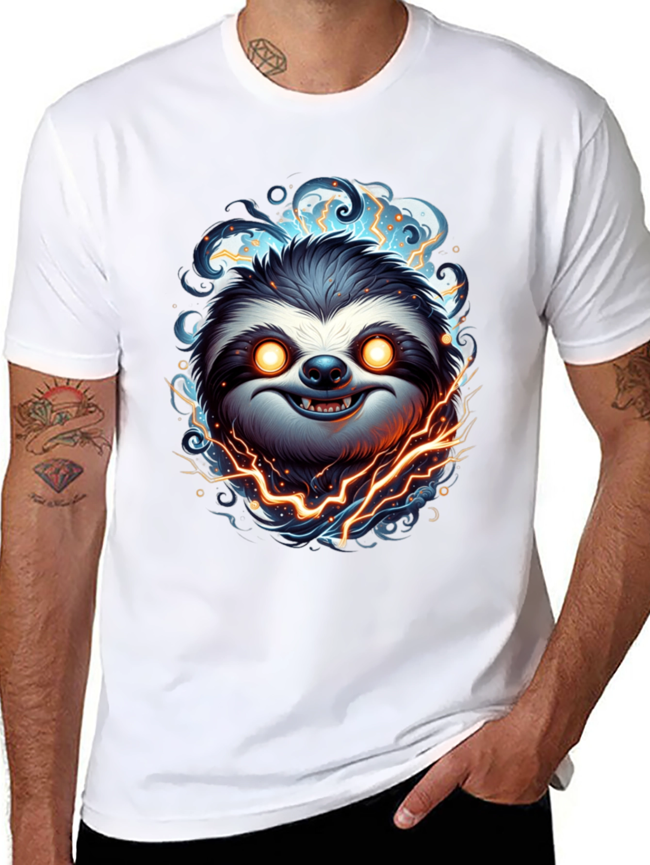 Electric Sloth Graphic Tee - Mens Black T-Shirt