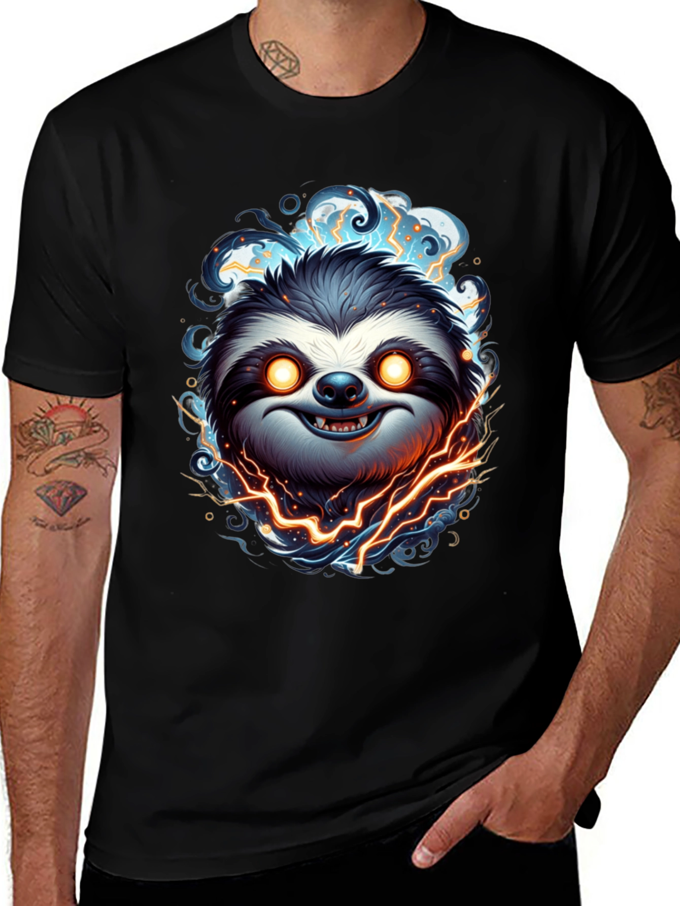 Electric Sloth Graphic Tee - Mens Black T-Shirt