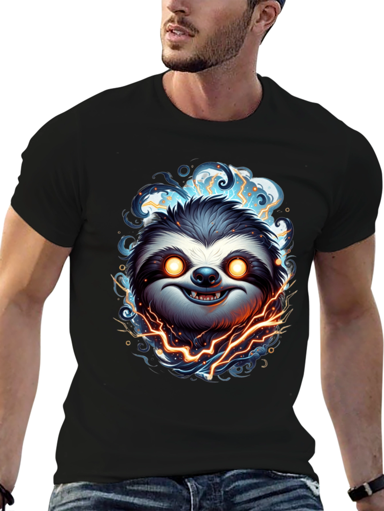 Electric Sloth Graphic Tee - Mens Black T-Shirt