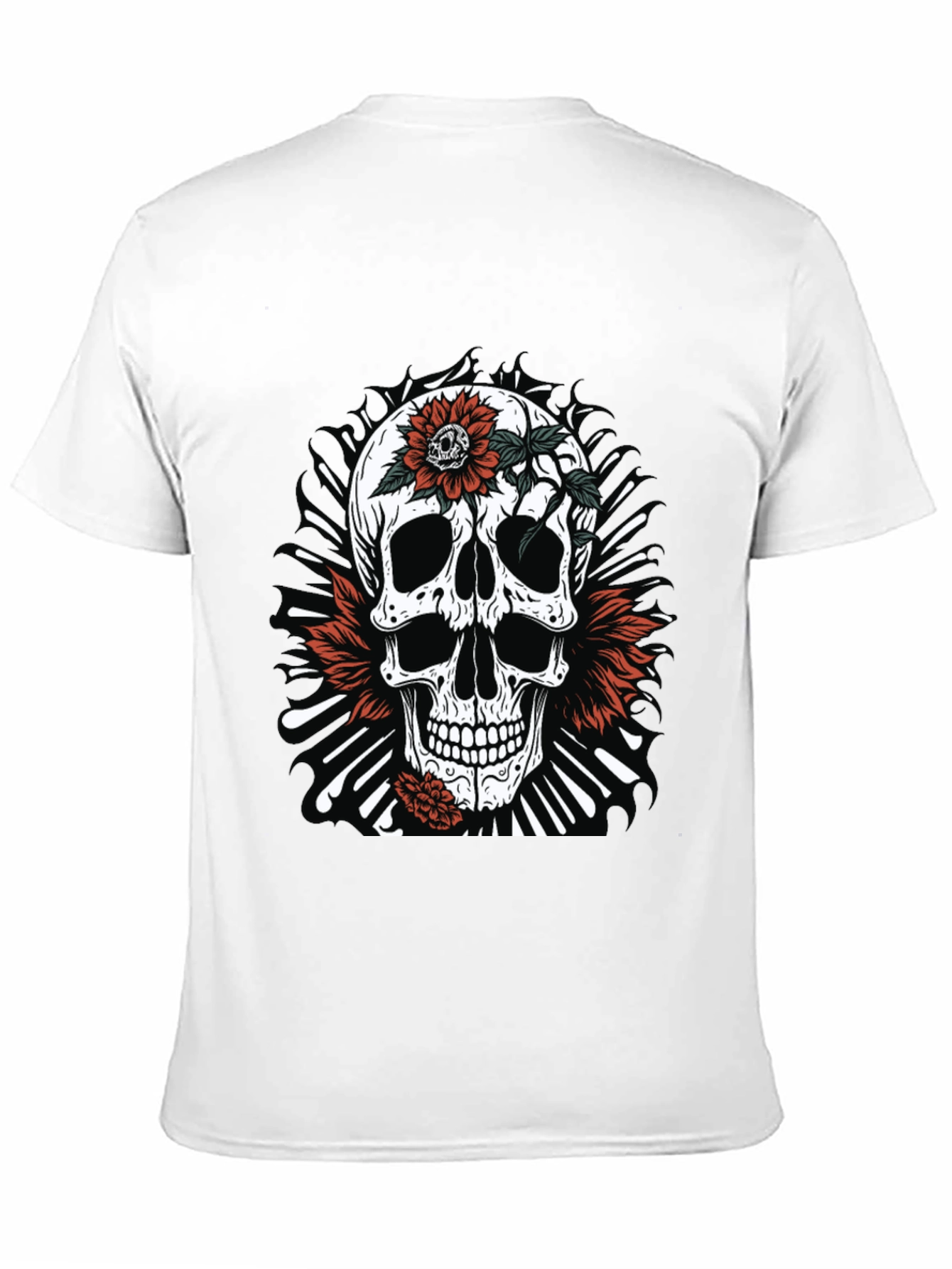 Skull & Flowers Graphic Tee - Edgy Style