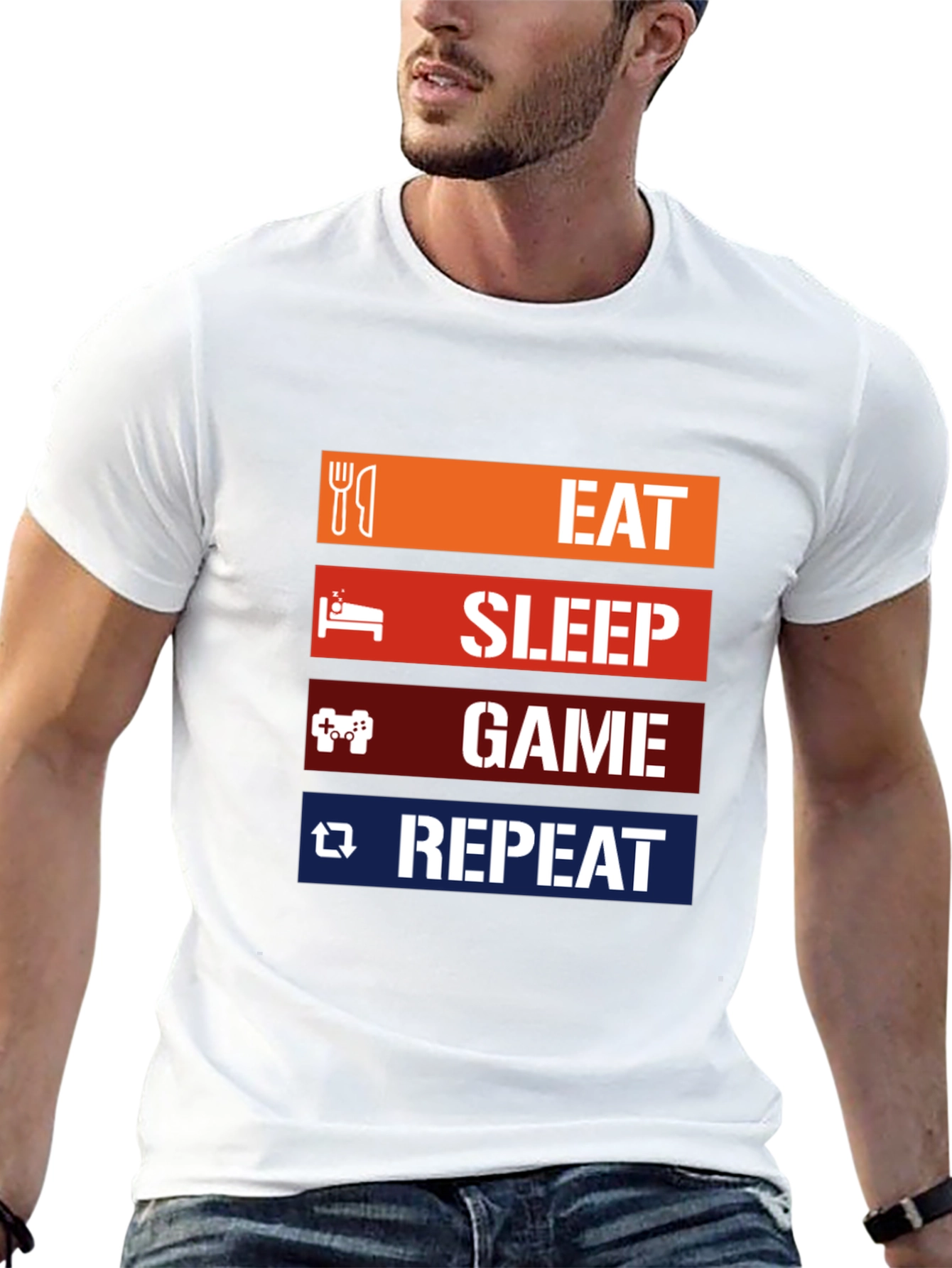 Eat Sleep Game Repeat Black T-Shirt
