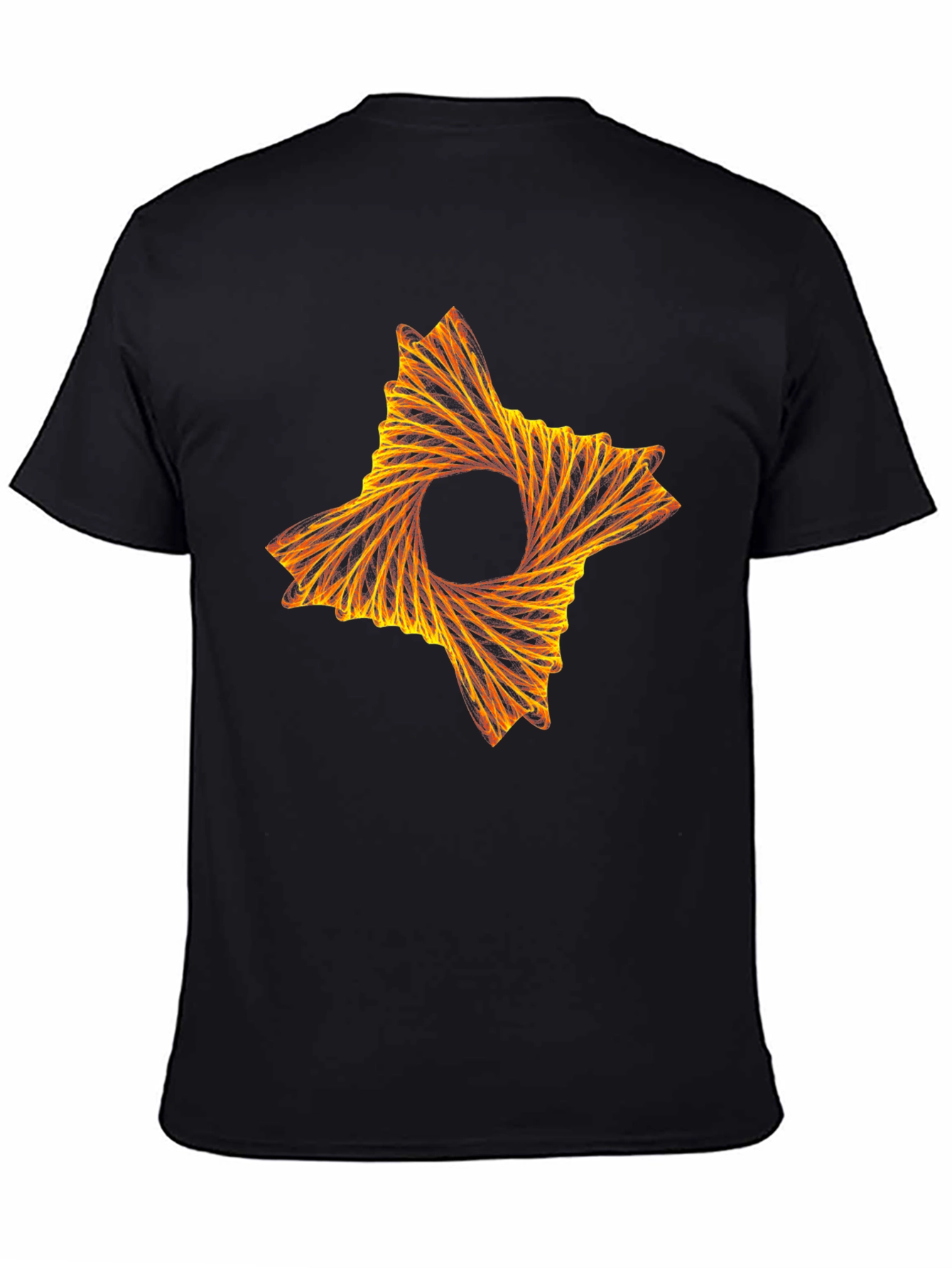 Abstract Fiery Star Graphic Tee - Black Cotton T-Shirt