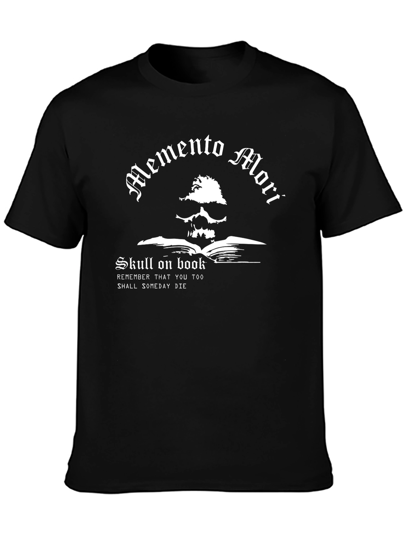 Memento Mori Skull on Book Graphic T-Shirt