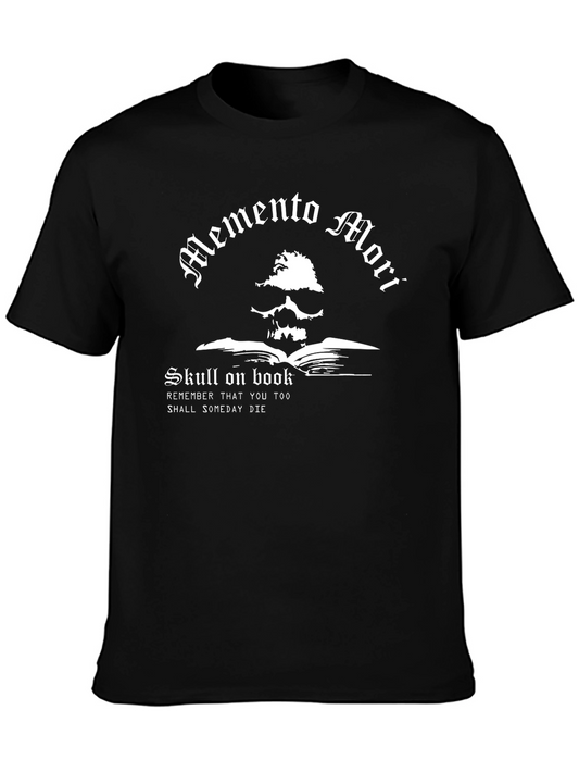 Memento Mori Skull on Book Graphic T-Shirt
