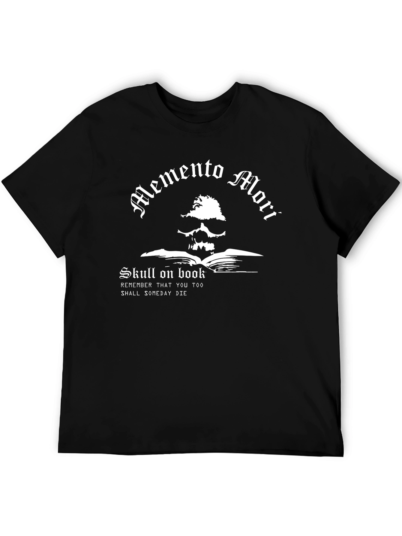 Memento Mori Skull on Book Graphic T-Shirt