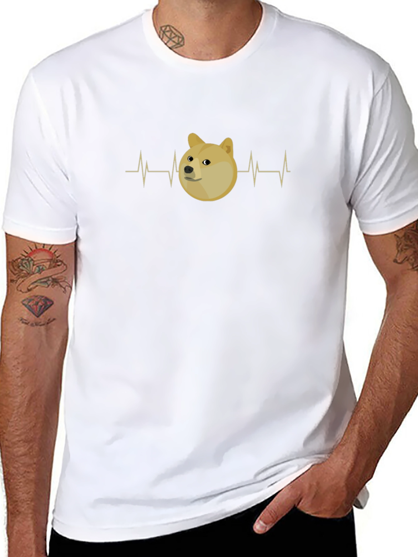 Doge Heartbeat T-Shirt - Black Cotton Tee