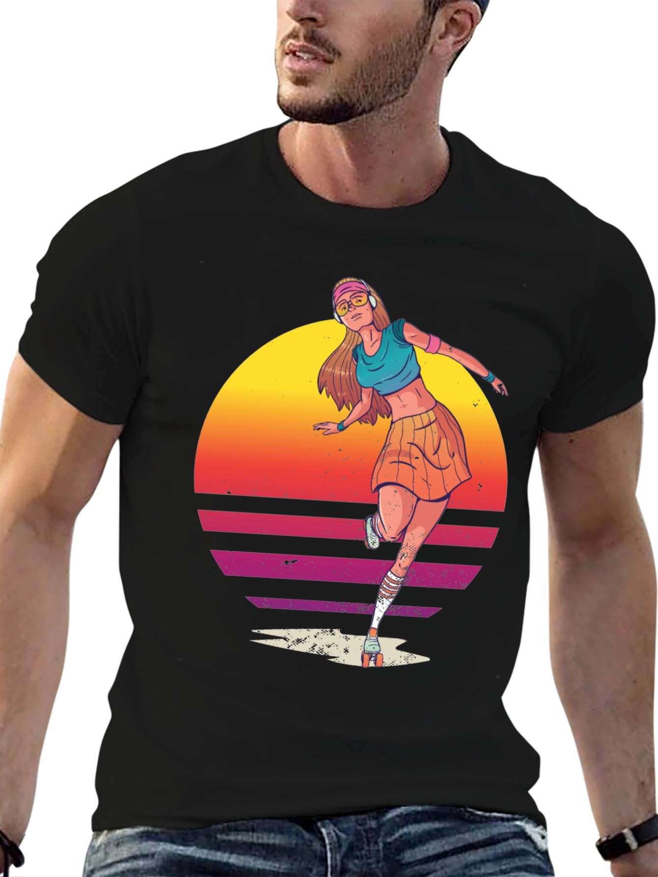 Retro Roller Skate Girl Graphic T-Shirt