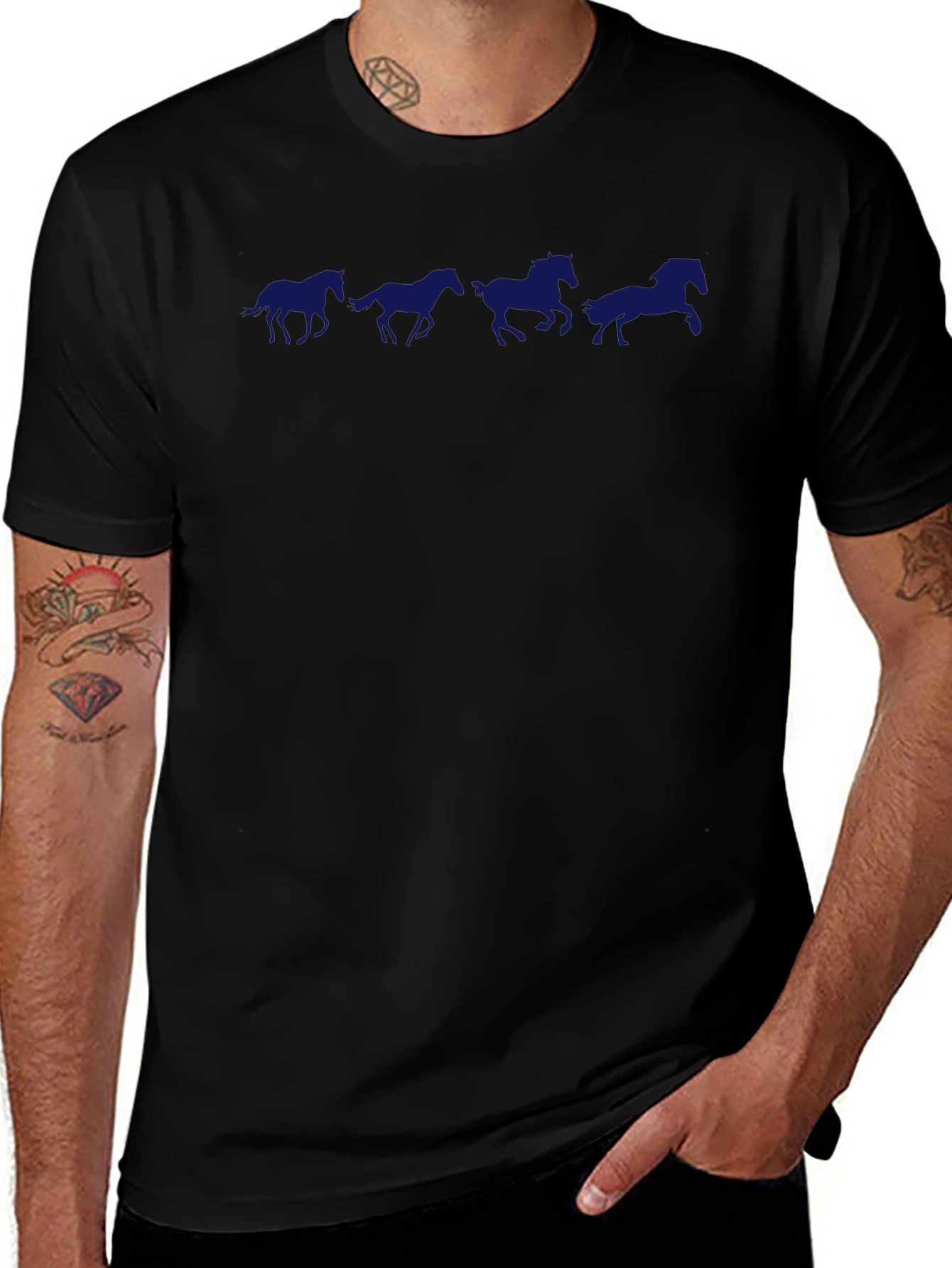 Horse Silhouette Graphic Tee - Black Cotton