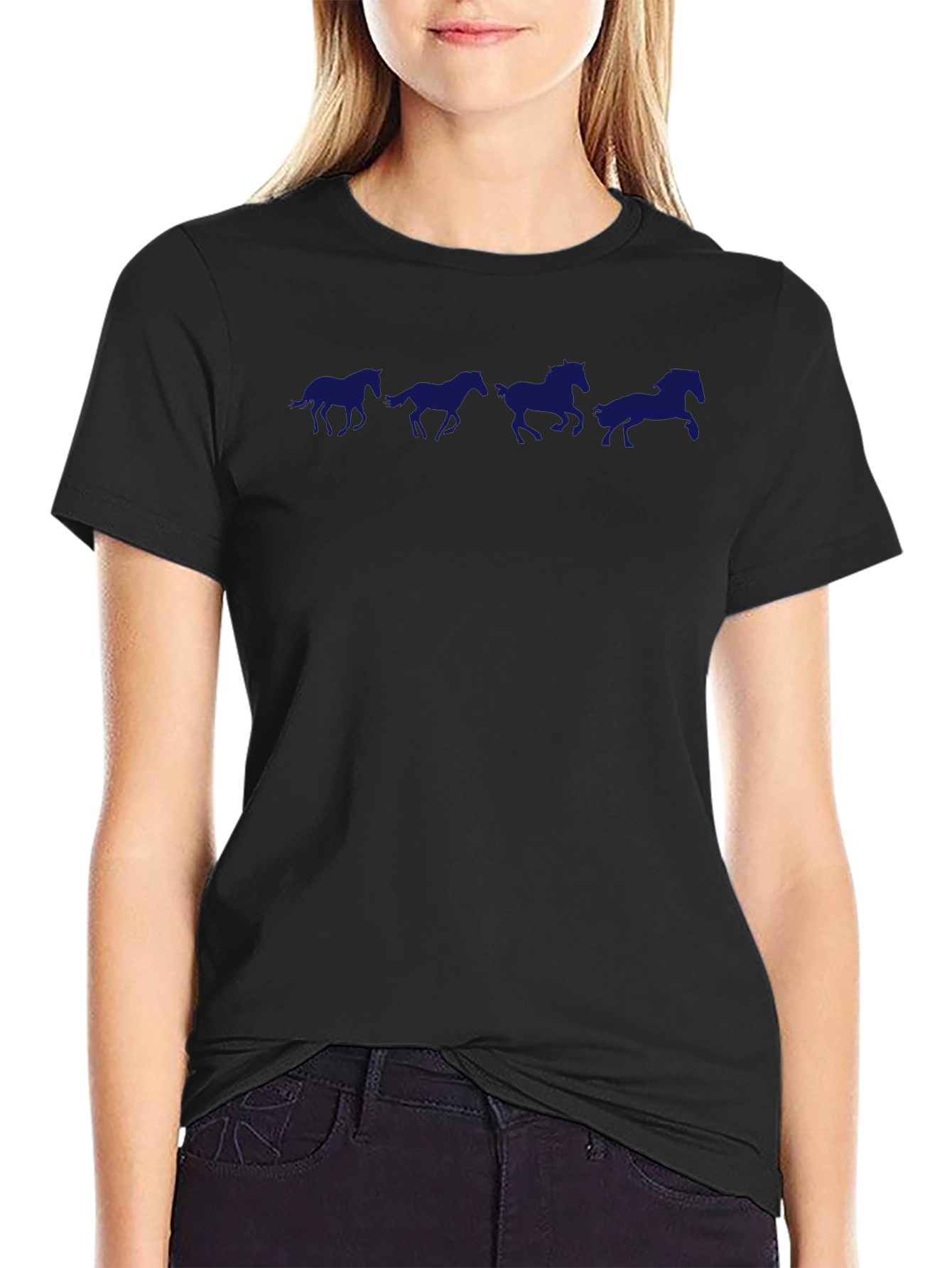 Horse Silhouette Graphic Tee - Black Cotton