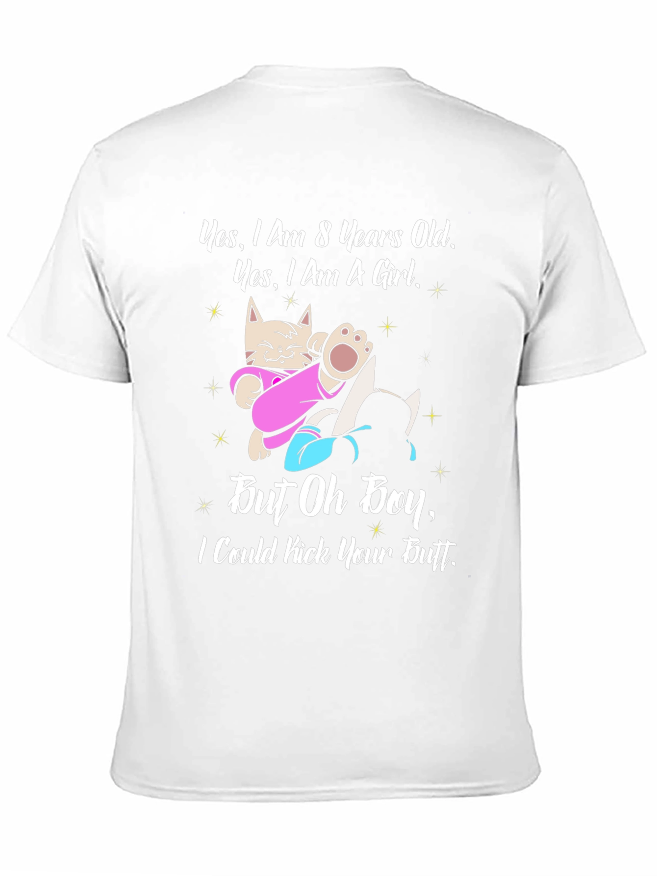 8 Years Old Girl Funny Cat T-Shirt
