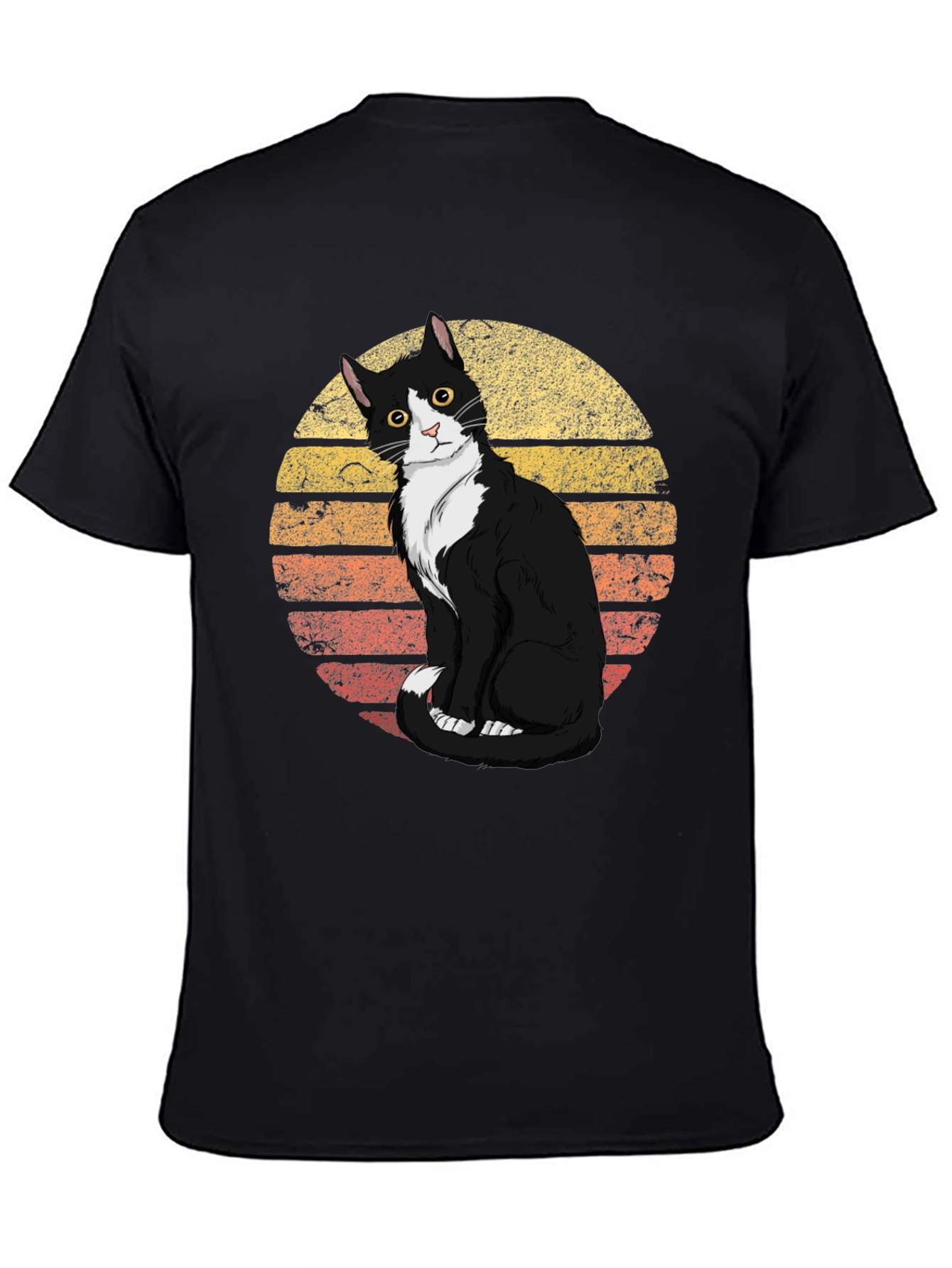 Retro Cat Graphic Tee - Black