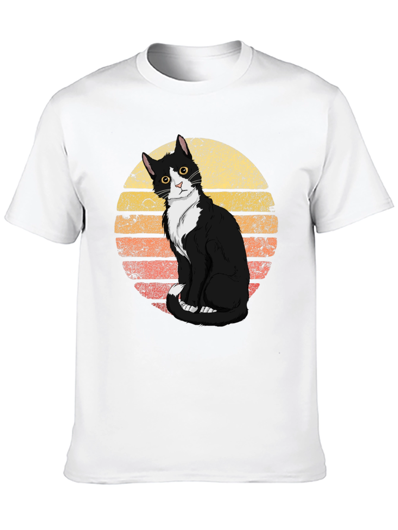 Retro Cat Graphic Tee - Black