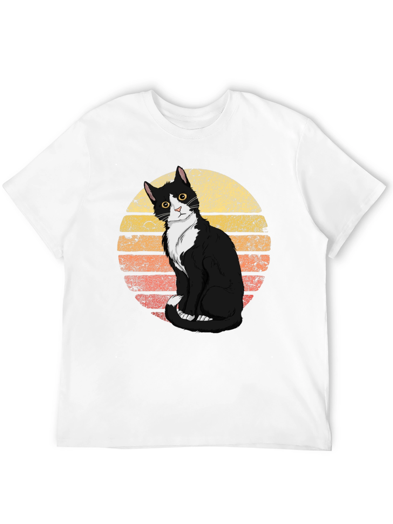 Retro Cat Graphic Tee - Black