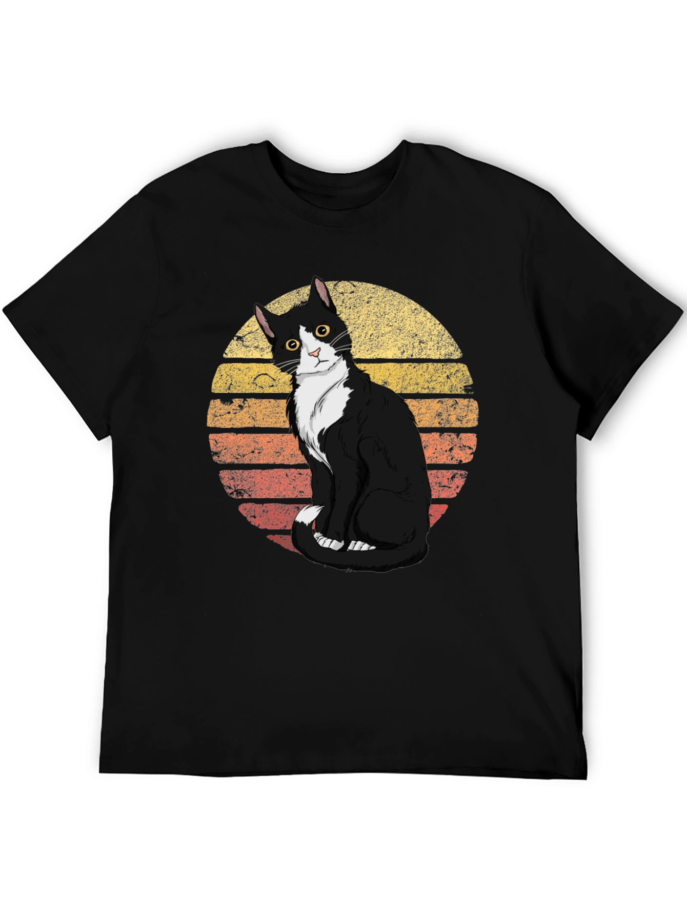 Retro Cat Graphic Tee - Black