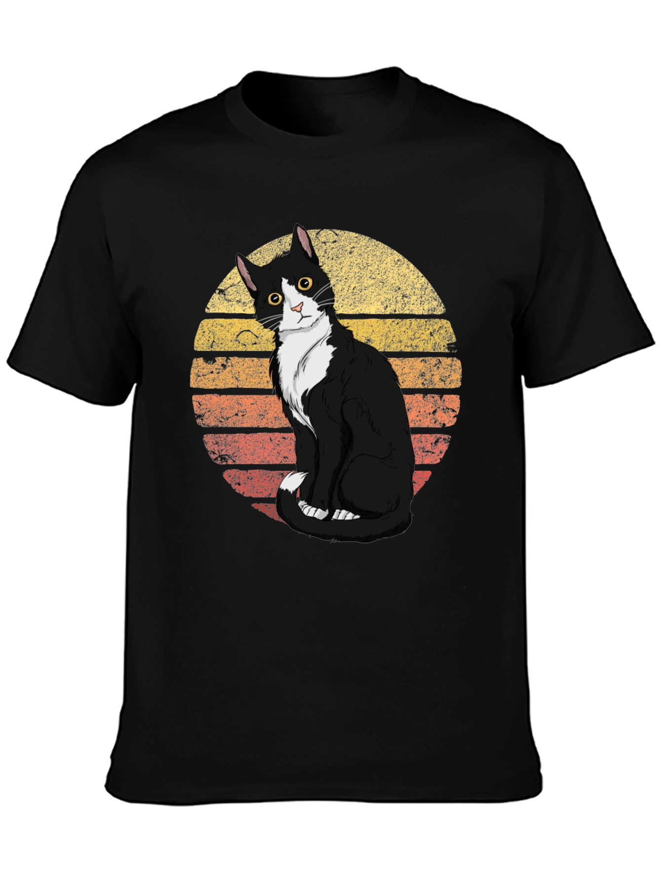 Retro Cat Graphic Tee - Black