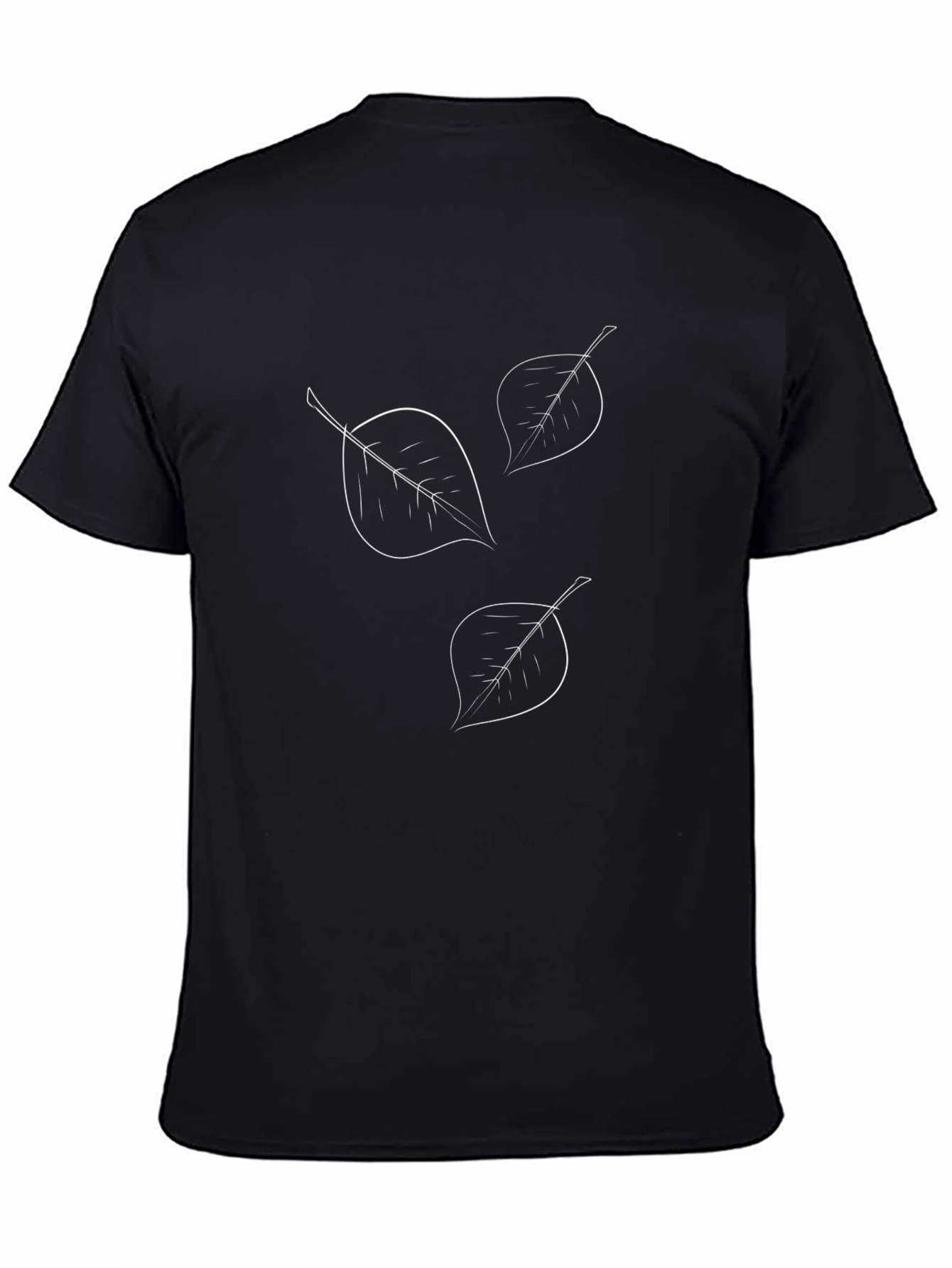 Minimalist Leaf Design Black T-Shirt