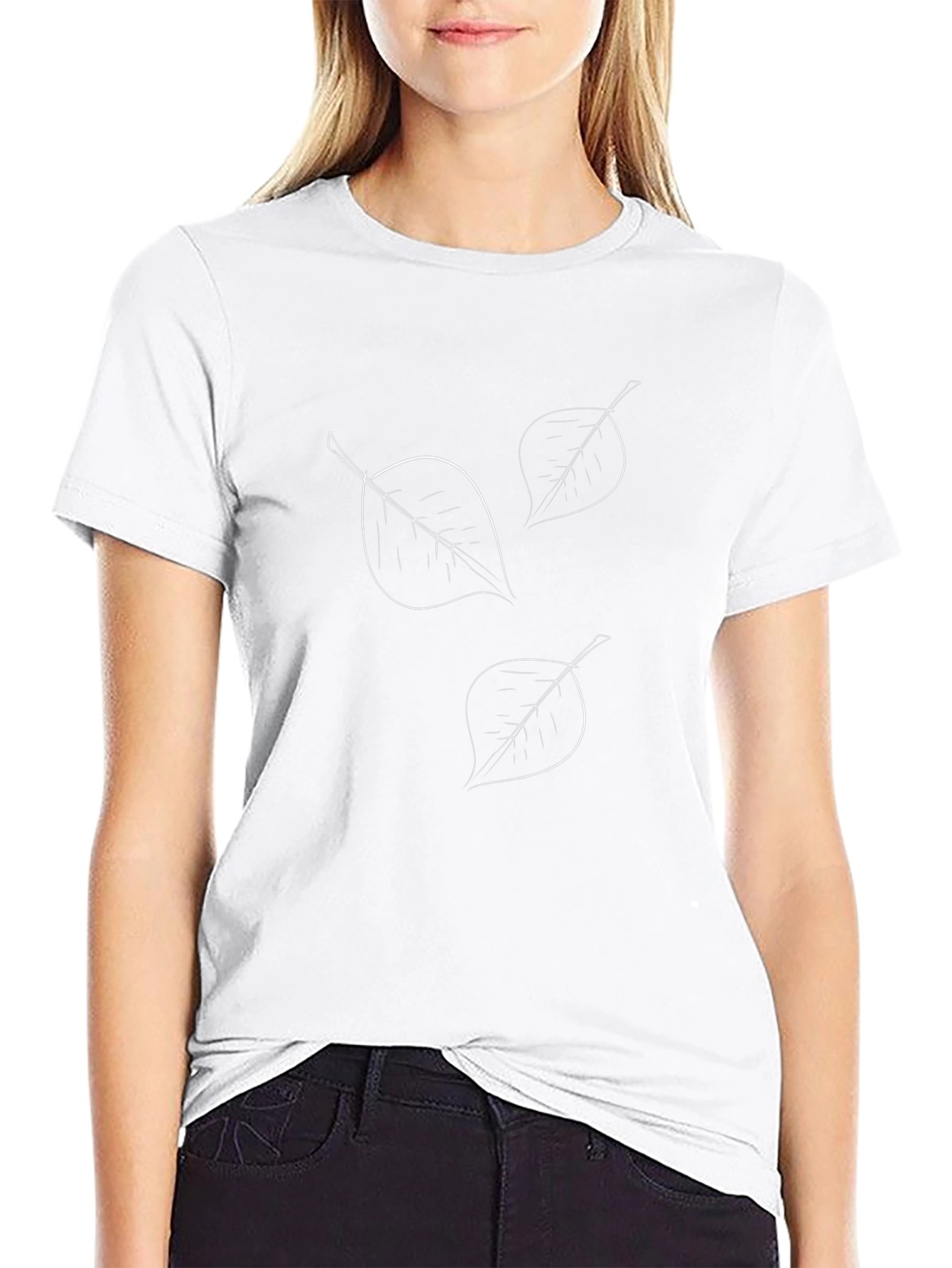 Minimalist Leaf Design Black T-Shirt