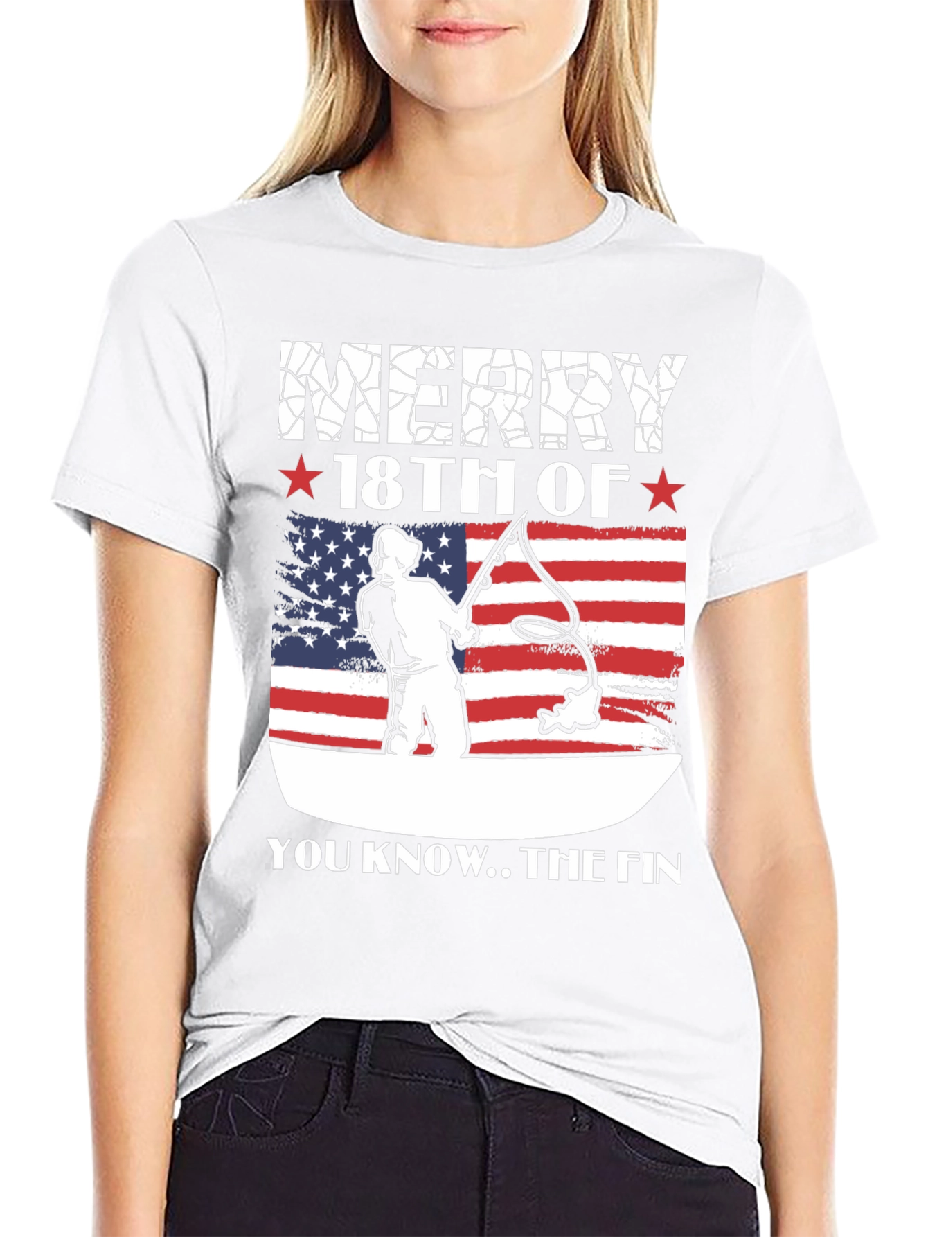 Merry 18th of July Patriotic Fishing T-Shirt