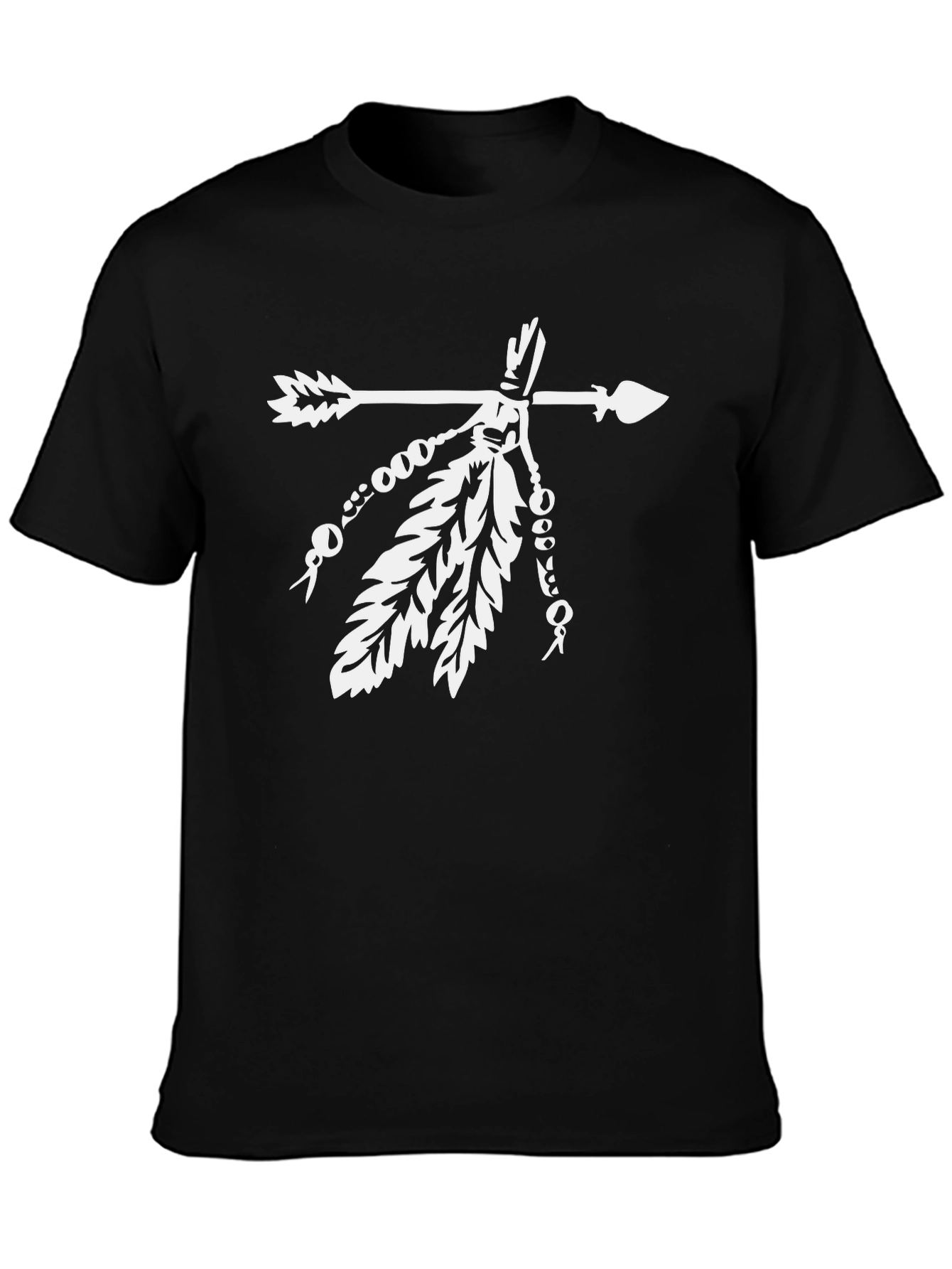 Native American Arrow & Feathers Black T-Shirt