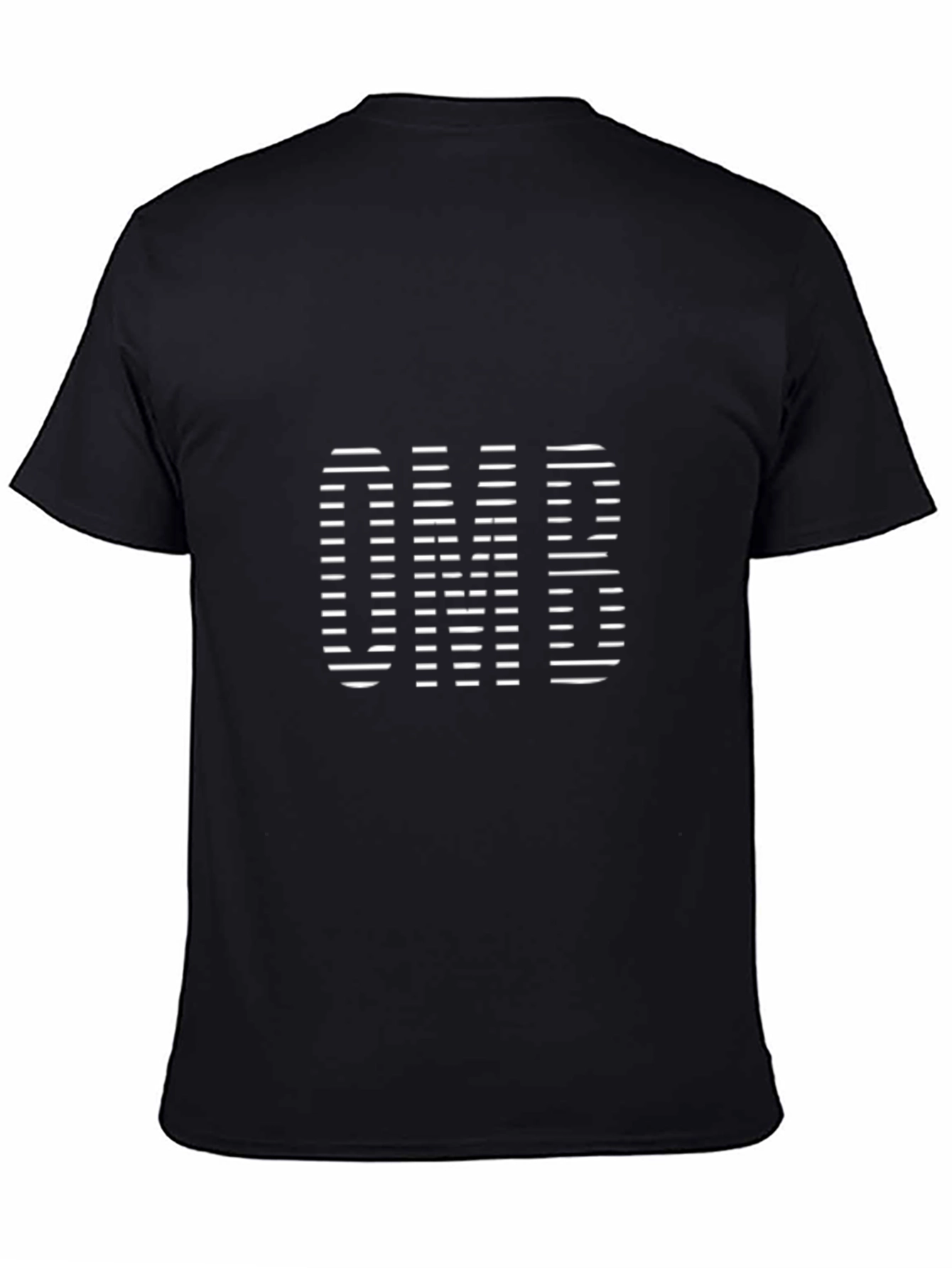 OMB Striped Graphic Tee - Mens Black Cotton T-Shirt
