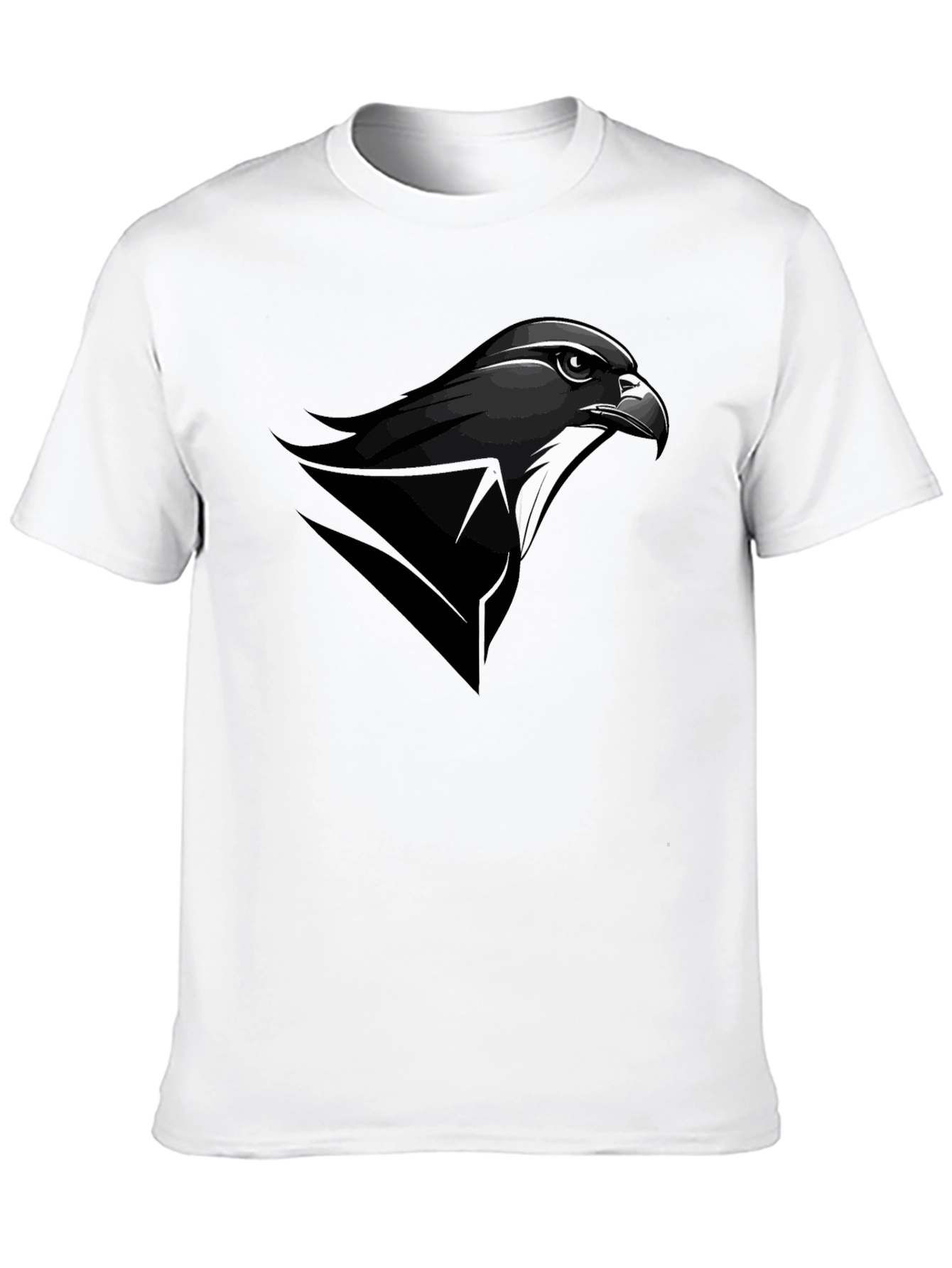 Mens Black T-Shirt with Falcon Graphic Tee