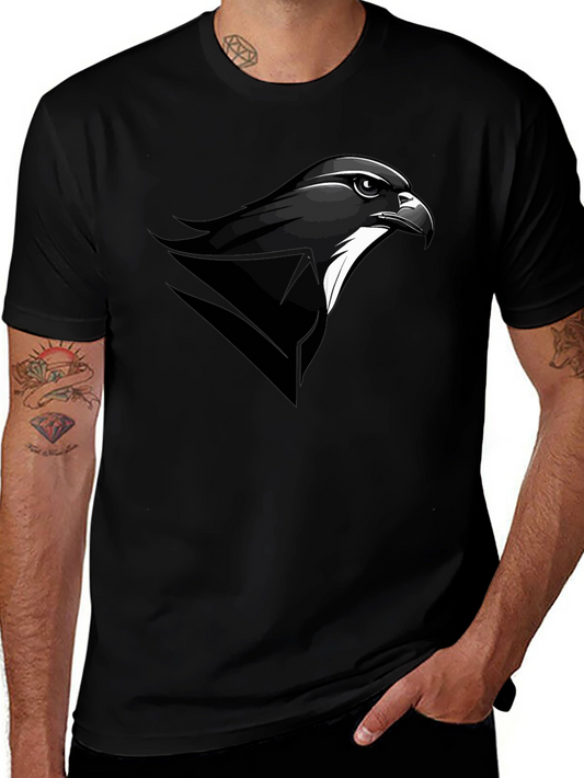 Mens Black T-Shirt with Falcon Graphic Tee