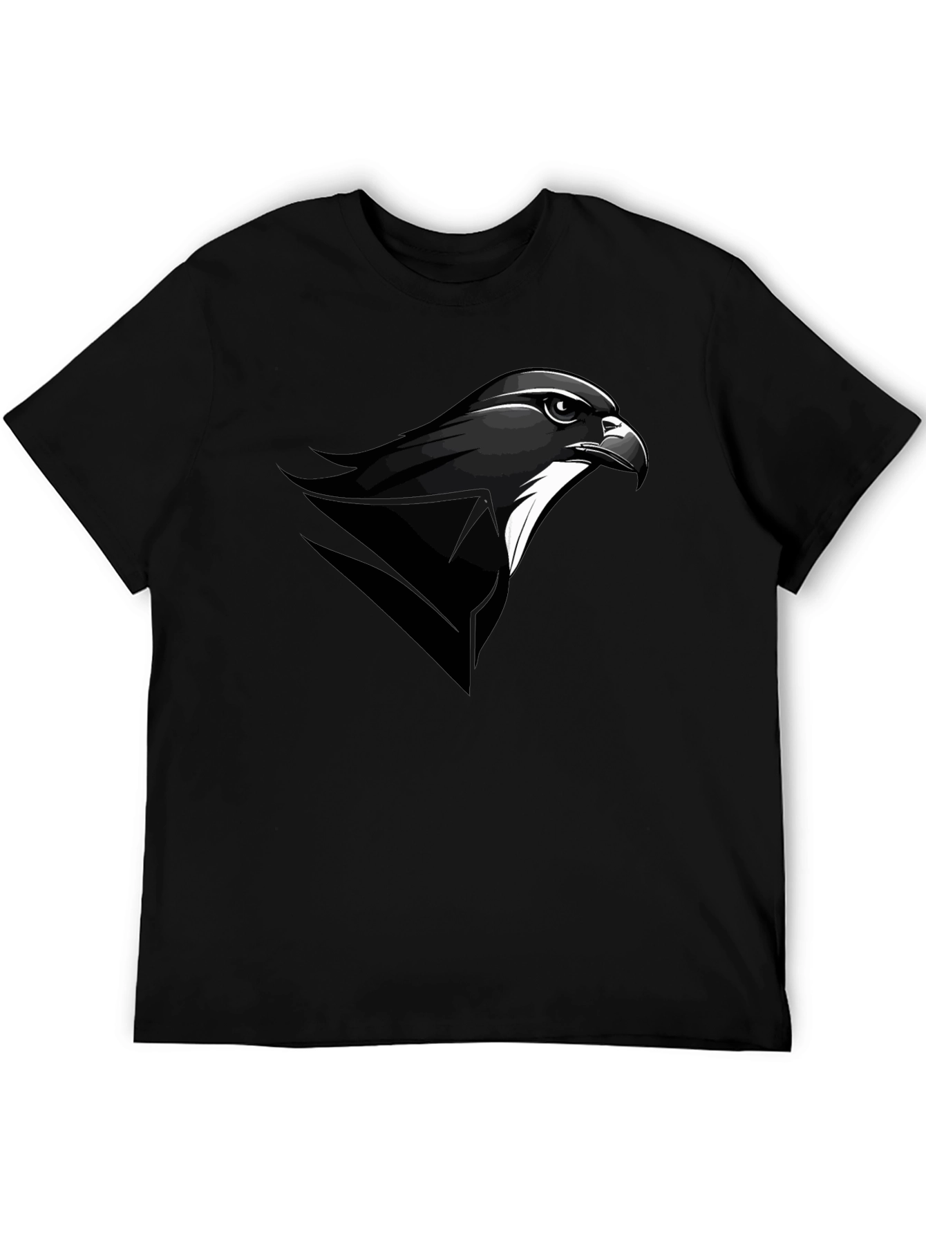Mens Black T-Shirt with Falcon Graphic Tee