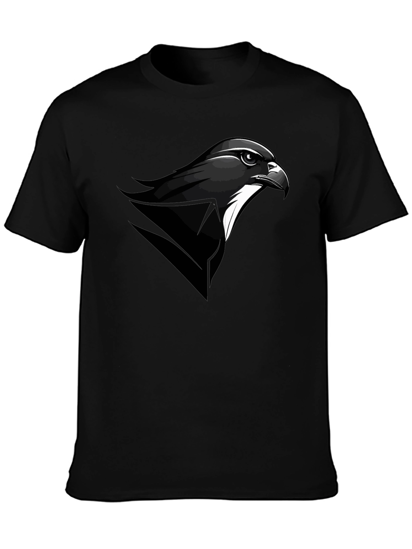 Mens Black T-Shirt with Falcon Graphic Tee