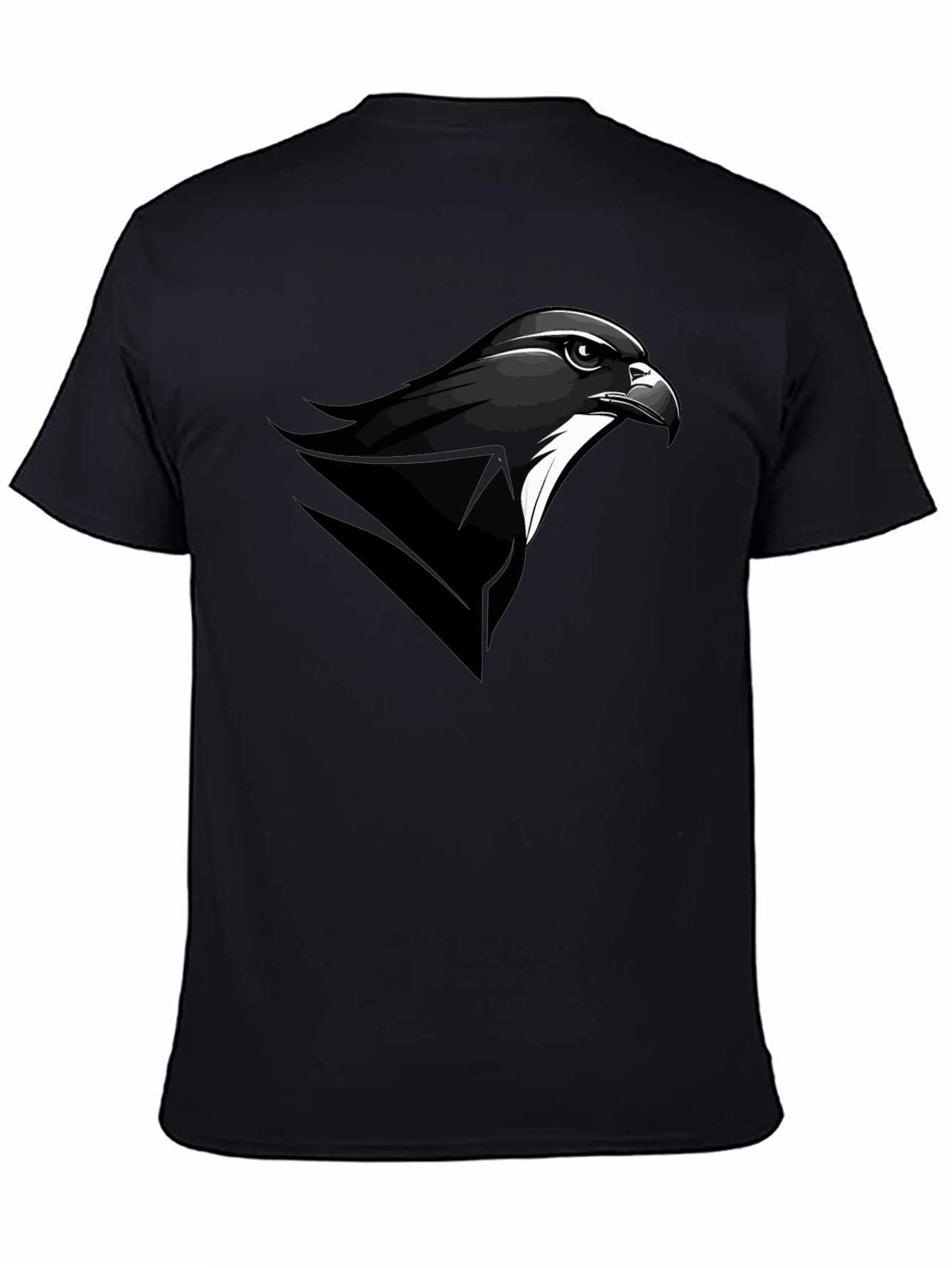 Mens Black T-Shirt with Falcon Graphic Tee